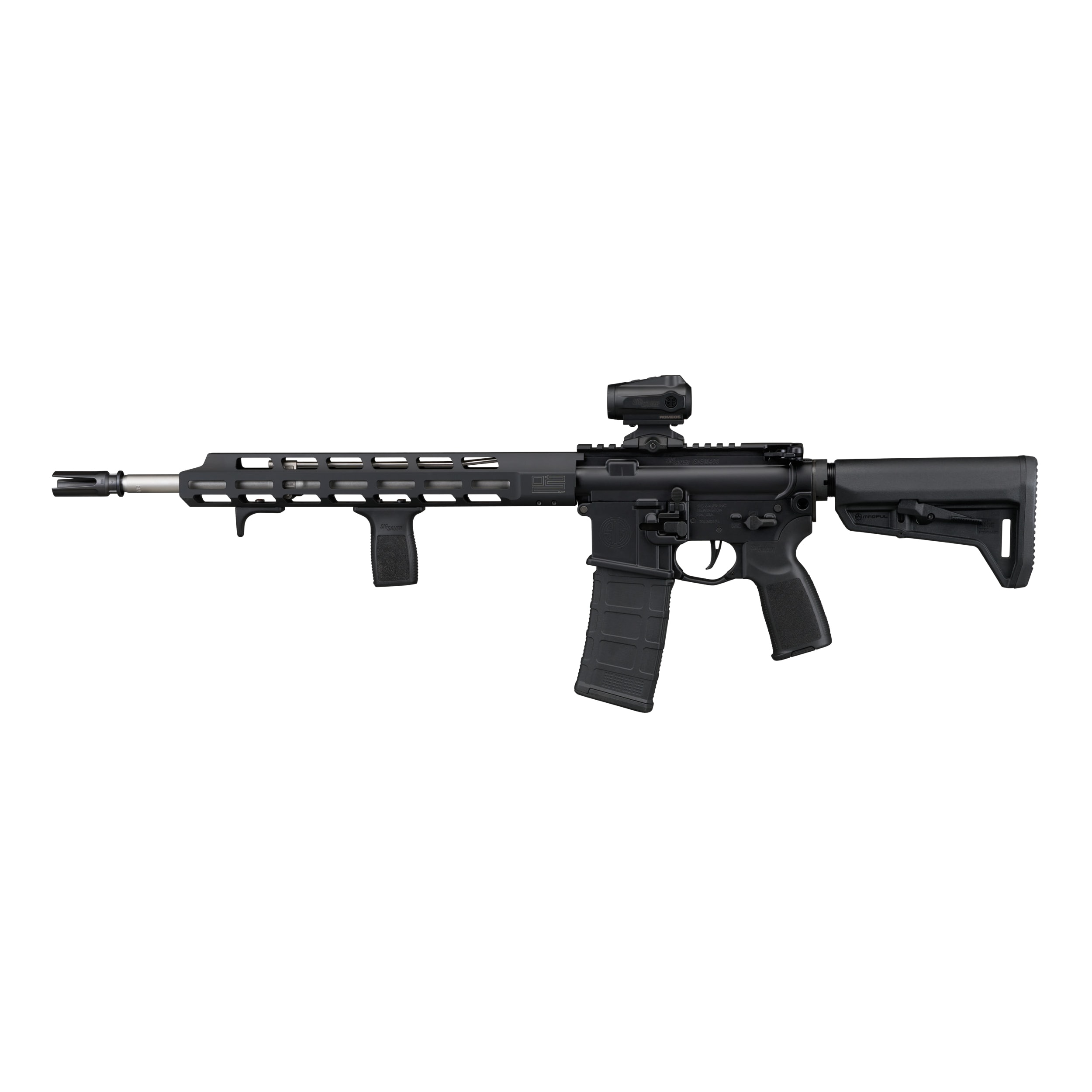 Sig Sauer SIGM400 5.56 NATO 16" Bbl Tread Coil V2 Black Semi Tele Stock AL M-LOK HG Rifle w/Romeo5 GEN II Red Dot &amp; (1) 30rd Mag RM400-16B-TRD-V2-COIL