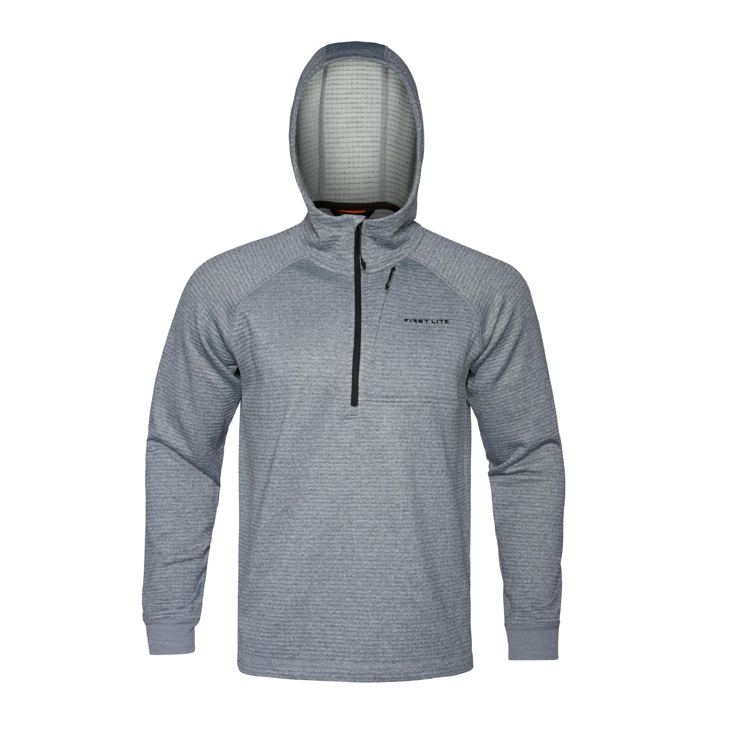 First Lite Men's ThermaGrid Merino Hoody Heather Grey MBTGHHG