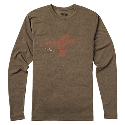 Sitka Duck Sketch Tee LS Mud Medium|20038-MD-M