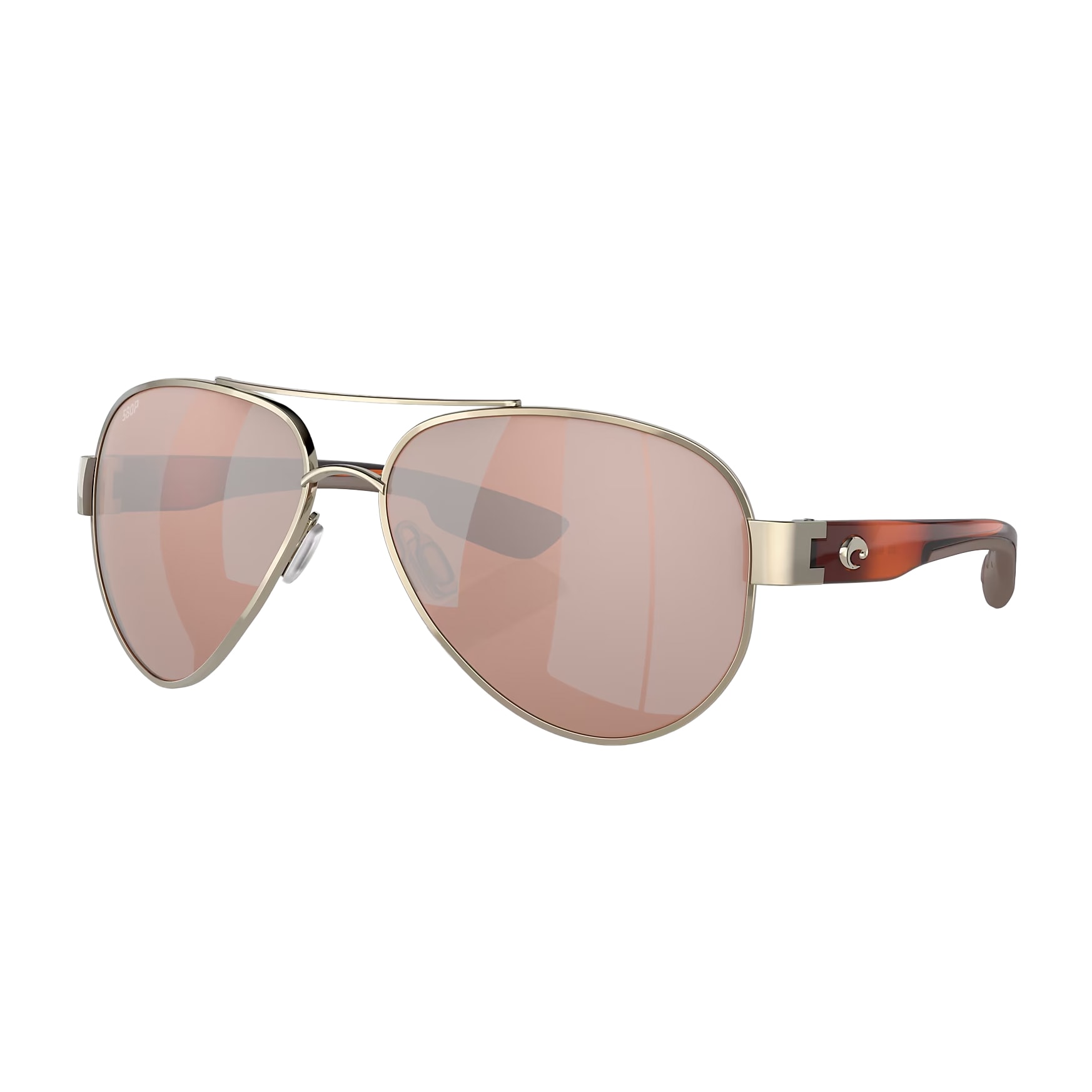 Costa South Point Rose Gold w/Light Tortoise Temples Frame Sunglasses w/ Copper Silver Mirror 580P Lenses SO-84-OSCP