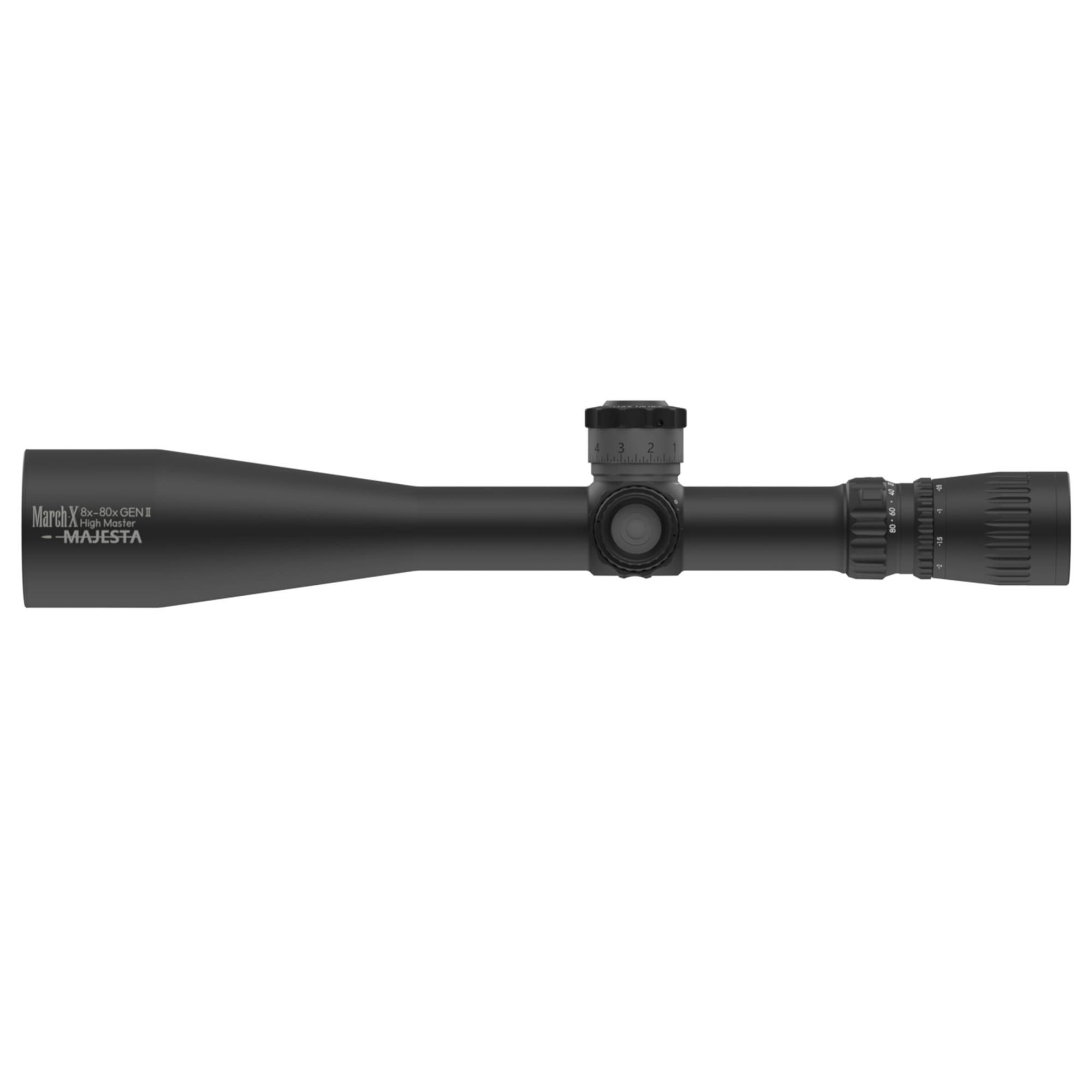 March-X Tactical "High Master" Majesta II 8-80x56mm SFP MTR-WFD 1/8MOA 6Level Illum Riflescope w/Mid Wheel & Writable Turrets D80HV56WTIW-G2-MTR-WFD