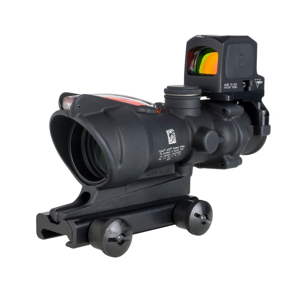 Trijicon ACOG 4x32mm Dual Illum Red Chevron .223 Reticle w/Colt Knob Thumbscrew Mount &amp; 3.25 MOA RCR Red Dot Sight TA31-C-100813