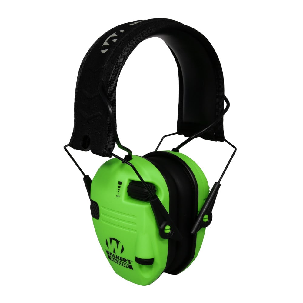 Walker's Razor Slim Electronic Muff Hi-Viz Green Electronic Ear Muffs GWP-RSEM-HVG