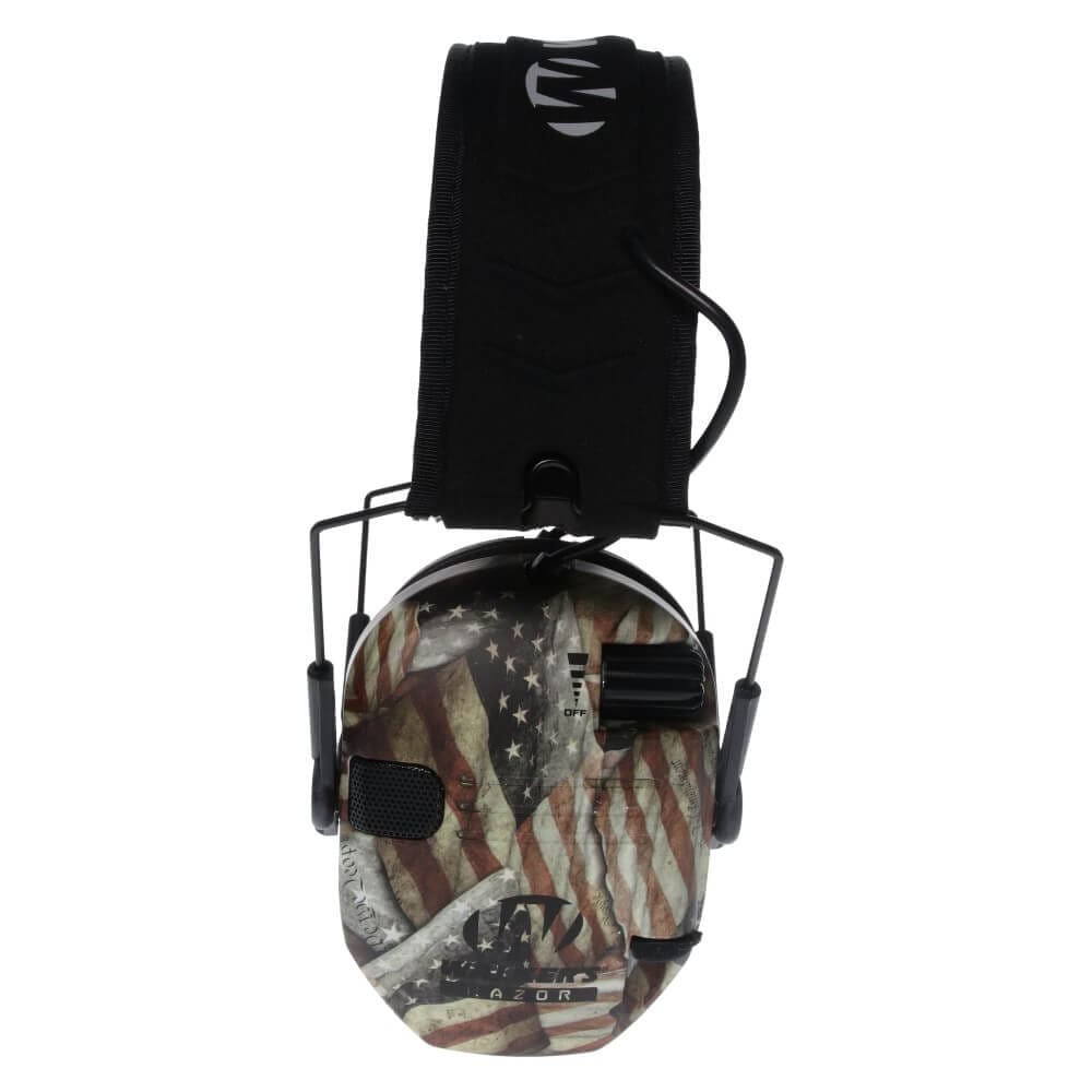 Walker's Razor Slim Electronic Muff Bear Arms American Flag Electronic Ear Ear Muffs GWP-RSEM-BARM