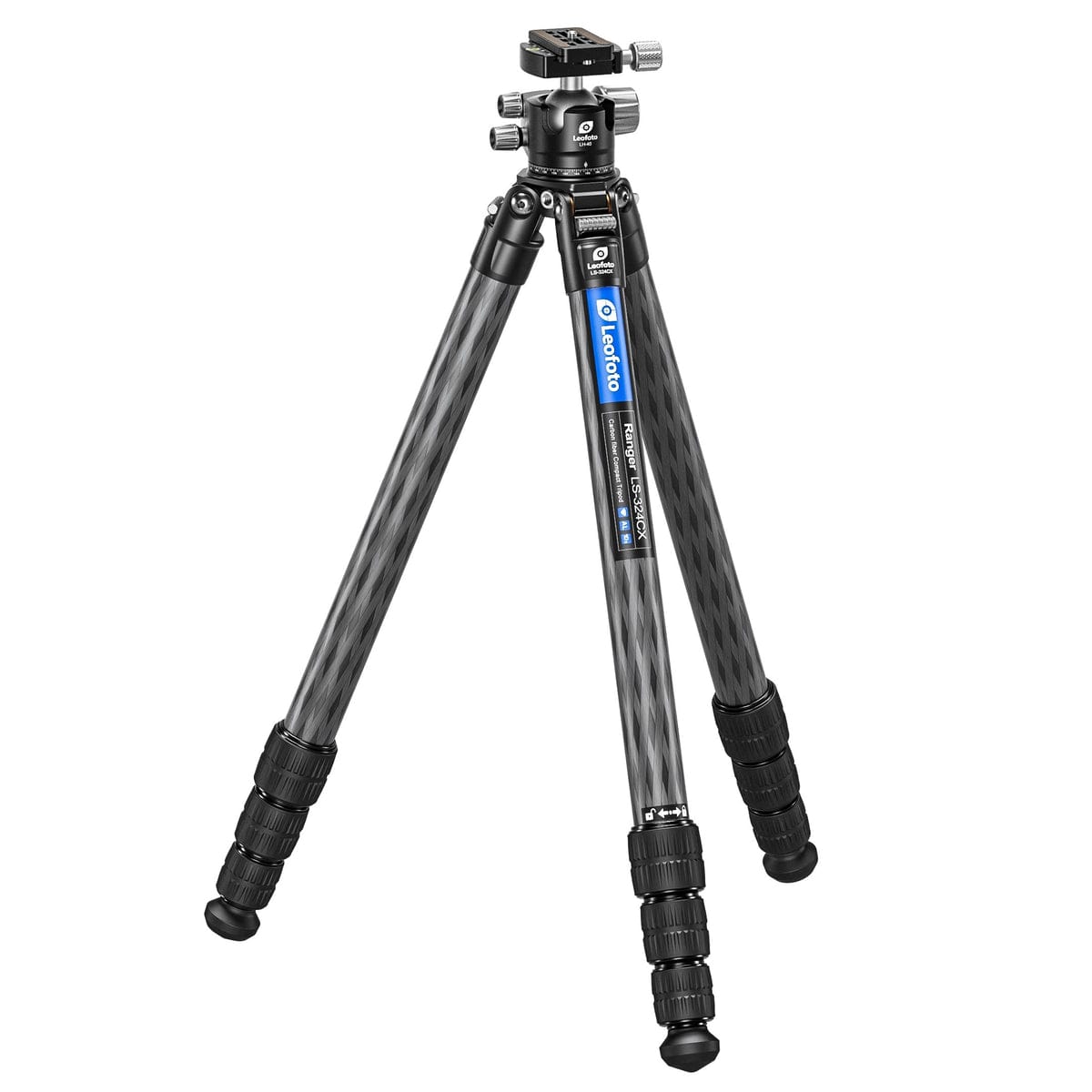 Leofoto LS Ranger Series LS-324CX Professional Lever-Release-Clamp Head Tripod Combo w/LH-40LR Ball Head LS-324CX+LH-40LR
