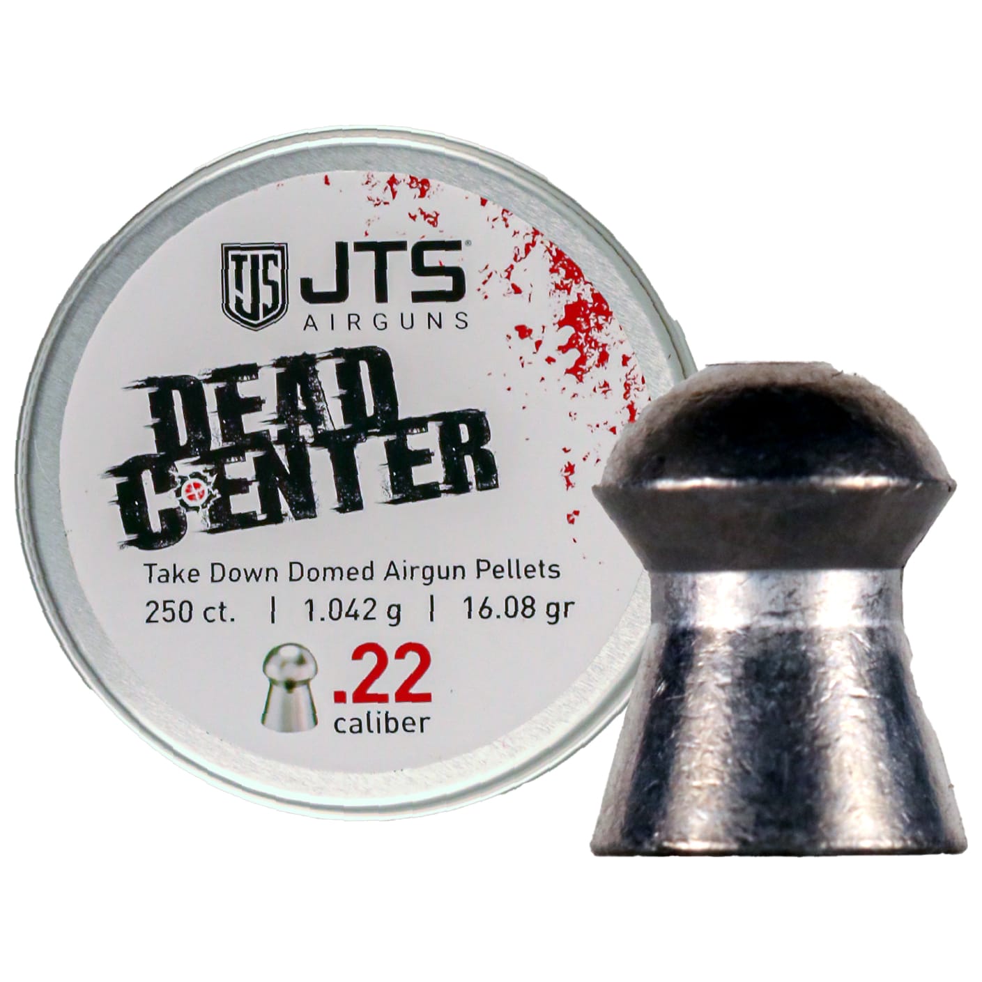 JTS Dead Center Precision .22 Cal 1.042g (16.08gr) Domed Pellets (250 ct) Bulk Package JAC106