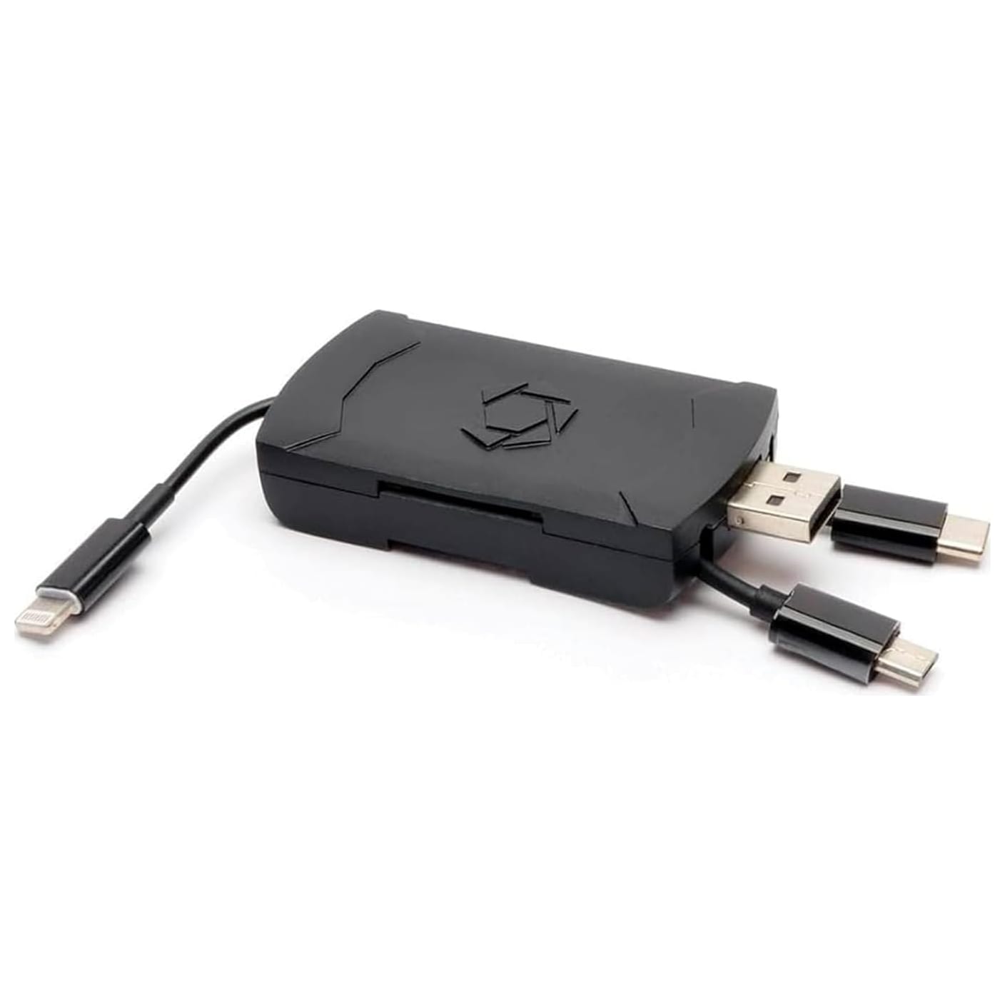 Stealth Cam 4-In-1 Card Reader for IOS & Android w/USB C, Micro USB, USB 2.0, and Lightning Connector STC-QMCR