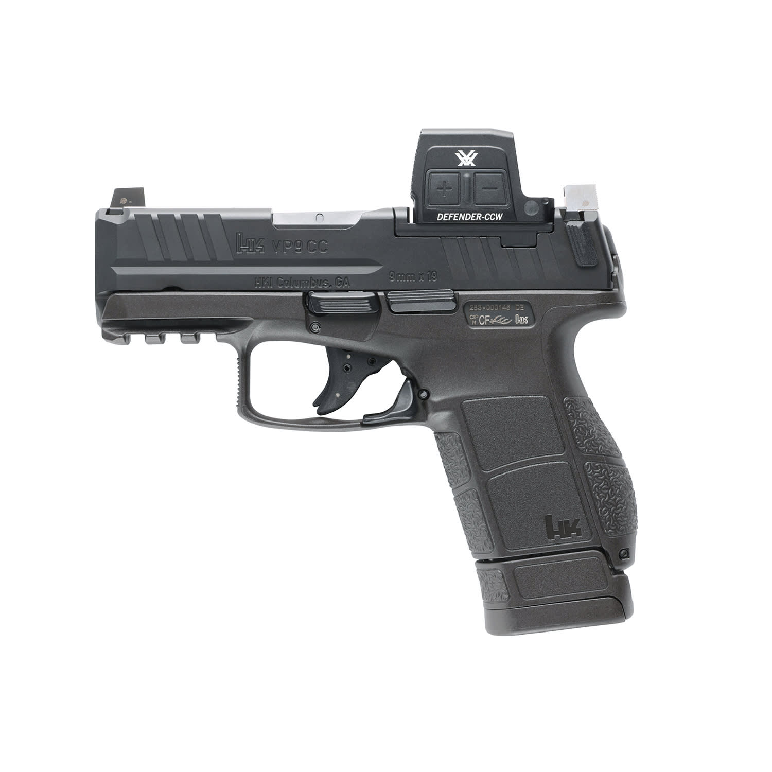 Heckler &amp; Koch VP9CC Micro Compact 9mm 3.13" Bbl Striker Vortex Defender CCW (Enclosed) 10/12rd Cap Pistol w/(1) 10rd &amp; (1) 12rd Mag 81001319
