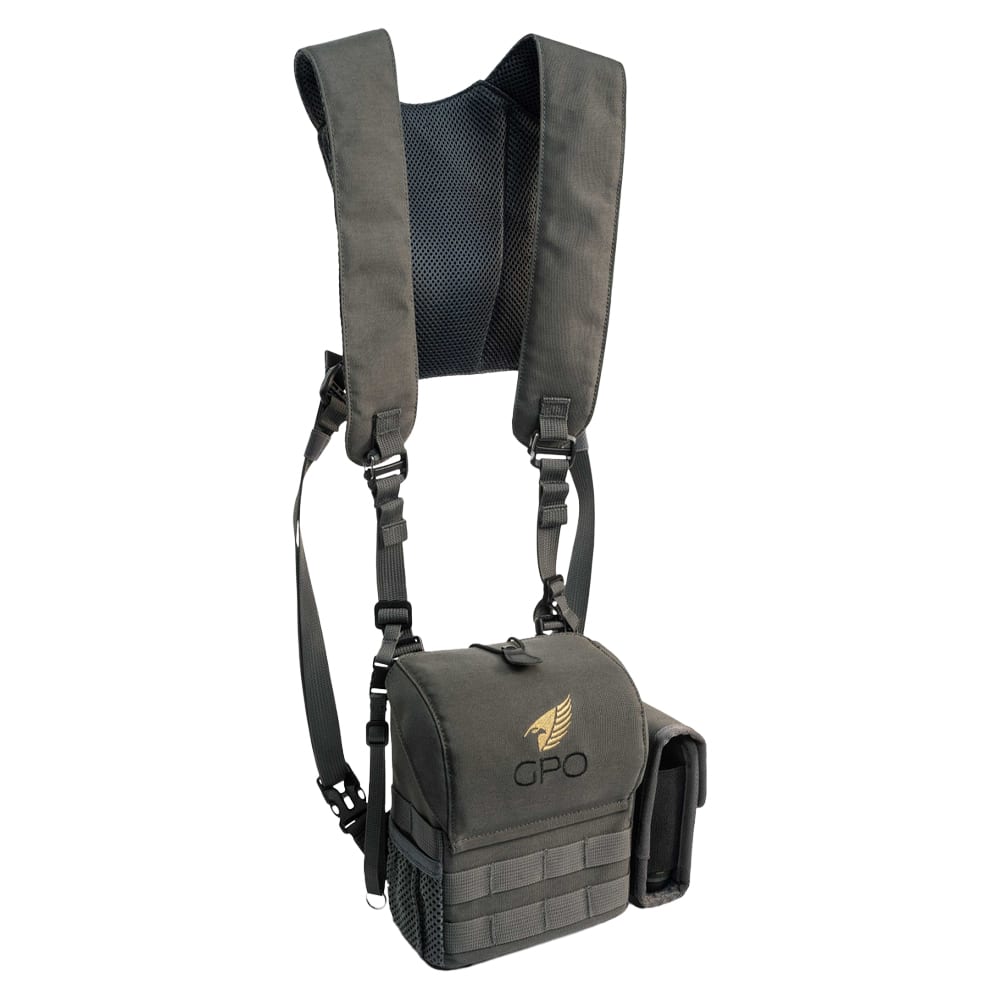 German Precision Optics Binocular Nylon Chest Harness w/ Raincover, Removable Side Pocket, MOLLE A10008