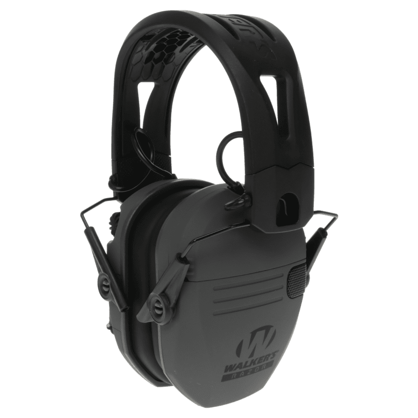Walker's Razor Tacti-Grip Muff Battleship Grey Electronic Ear Ear Muffs GWP-RSEMRH-BGY