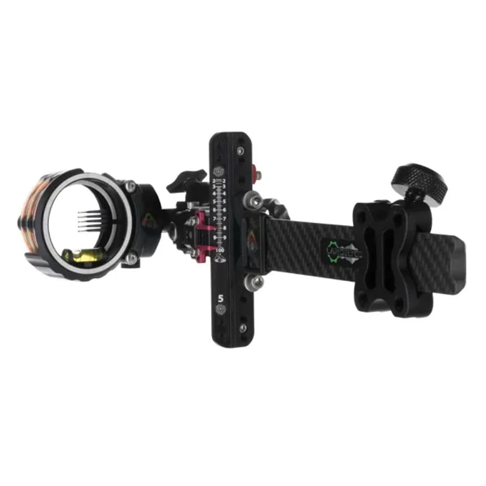 AXCEL Archery LANDSLYDE Carbon Pro Slider w/AccuStat II Scope Micro 5-Pins .019 Fiber Black Bow Sight ALND-C519-4BK