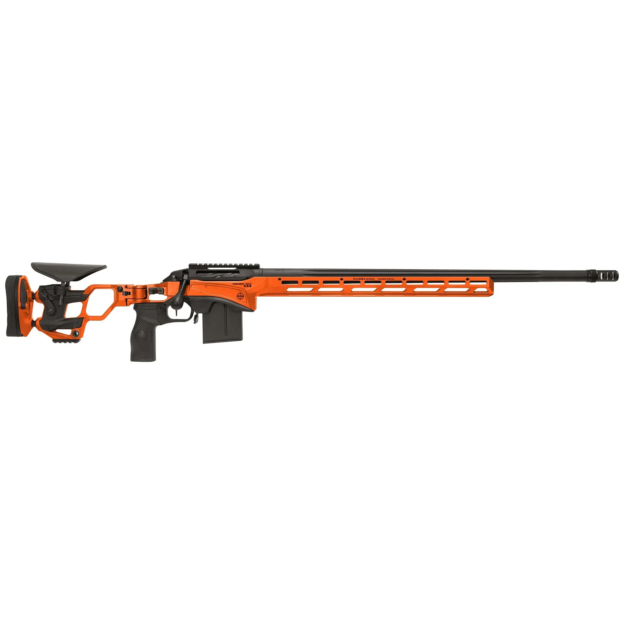 Cadex Defense CDX-SS SEVEN S.T.A.R.S. PRO 6mm BR 26" 1:7.5" Bbl Hybrid Orange/Black Rifle w/Hunting-Style MB CDXSS-PRO-6BR-26-CS20-D2A1N-HOR