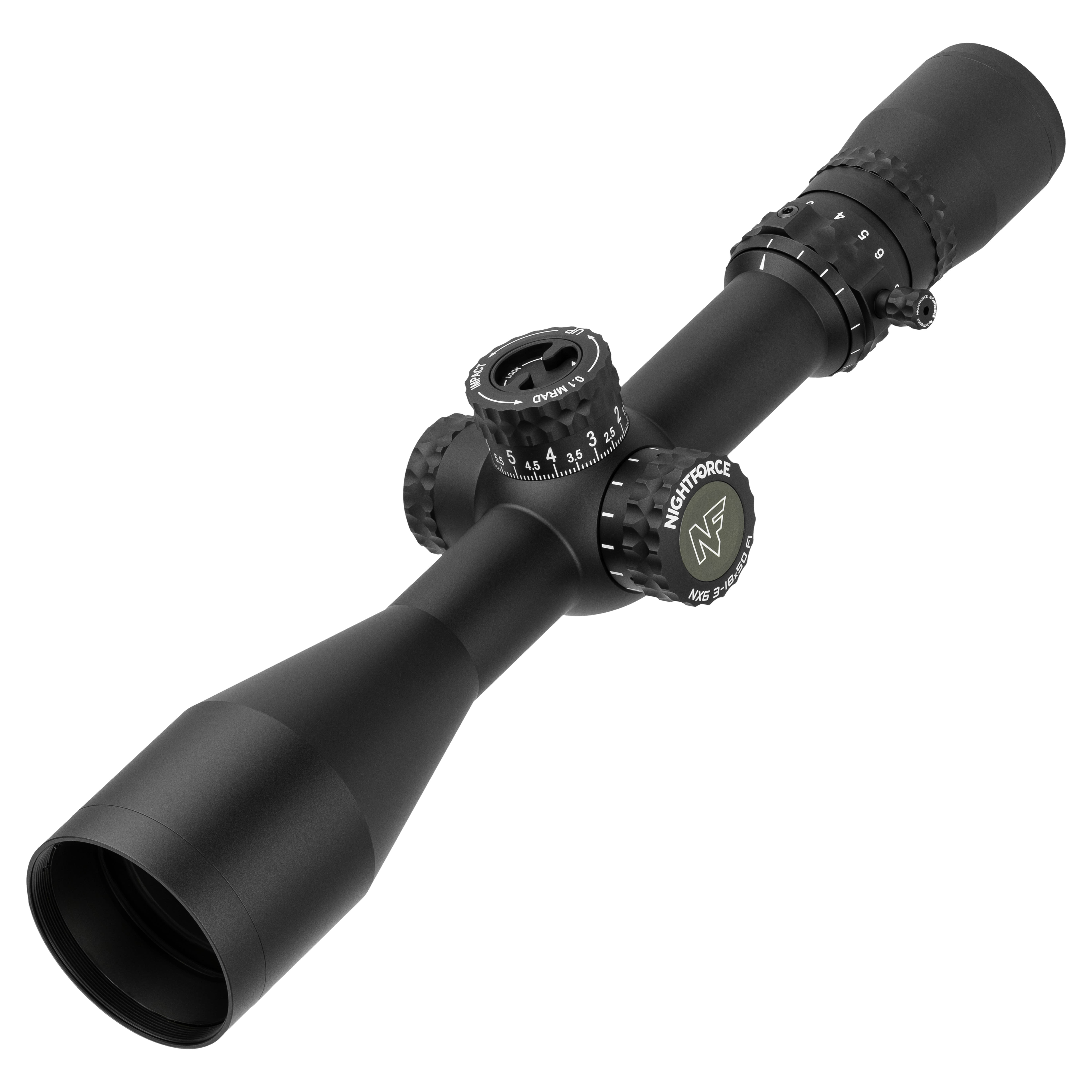 Nightforce NX6 3-18x50mm F1 FieldSet .1 MRAD DigIllum Mil-XT First Focal Plane Reticle Riflescope C735