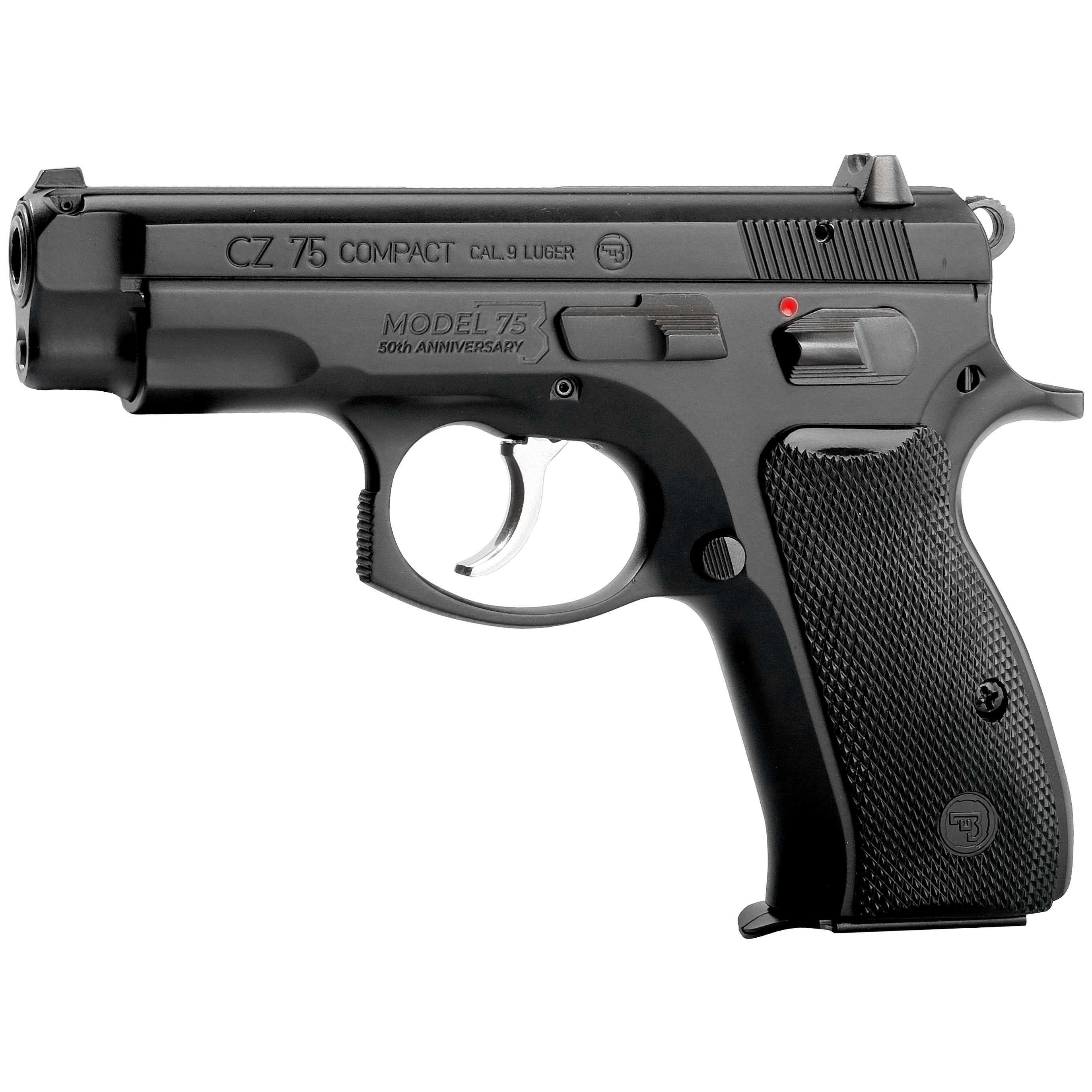 CZ 75 D PCR Compact 50th Anniversary Elite 9mm 15rd Blk Polycoat Aluminum Frame, Snag-Free FS, Decocker, Blk Rubber Grips Full-Size Handgun 91209
