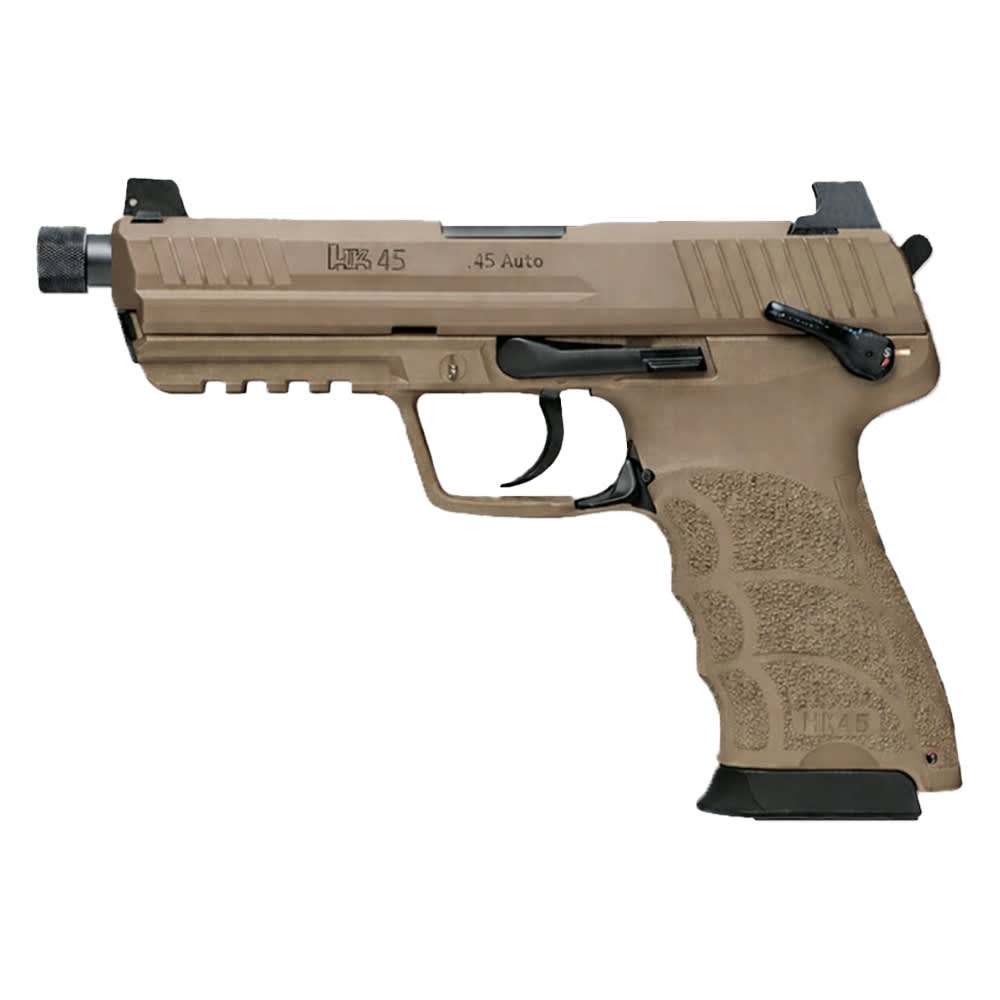 Heckler &amp; Koch HK45C Tactical V1 .45 ACP 4.57" Bbl RAL7006 Frame DA/SA Safety/Decocking Lever on Left FDE Pistol w/(2) 10rd Mags 81001468