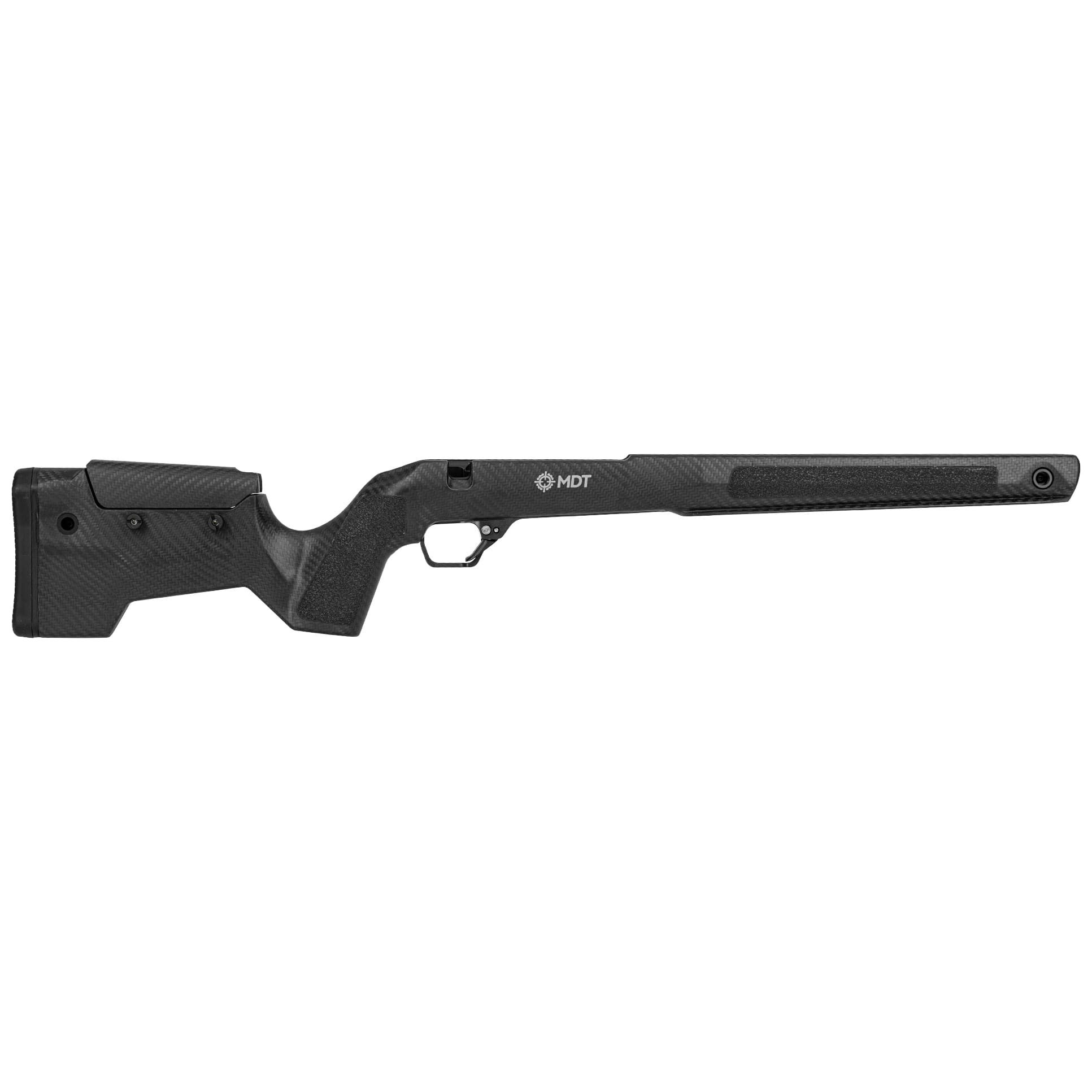 MDT CRBN Tikka T3X Long Action RH Fixed ARCA Bottom Metal Clearcoat Carbon Fiber Hunter Kit Chassis System 116132-CCF