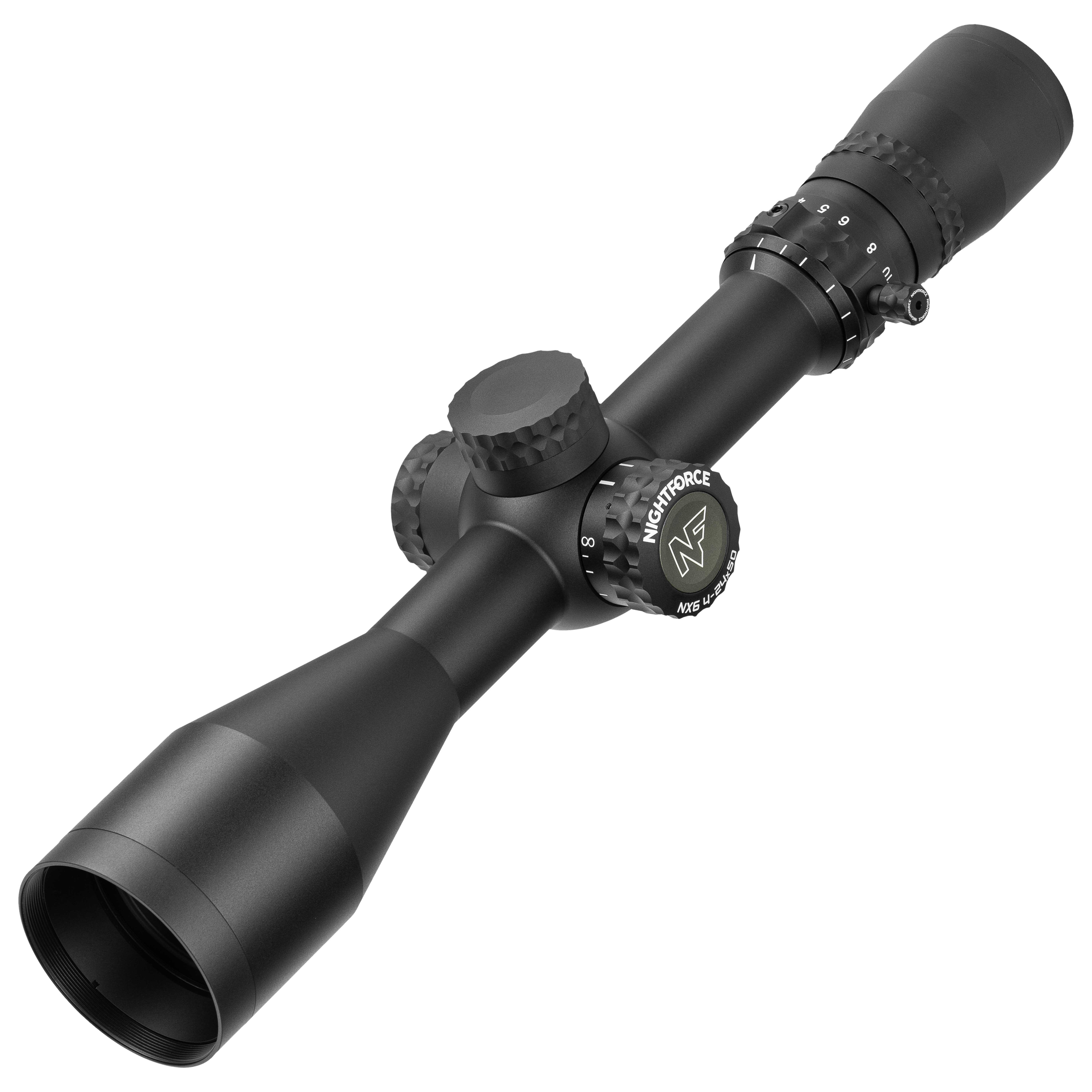 Nightforce NX6 4-24x50mm F2 Capped W/E .250 MOA DigIllum 4A-i Second Focal Plane Reticle Riflescope C740