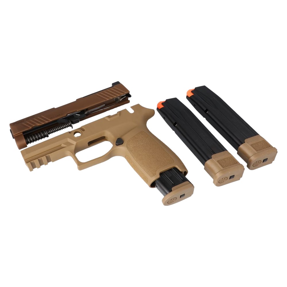 Sig Sauer P320 Cal-X P320-M18 9mm Carry Coyote (1)17rd &amp; (2)21rd Mags X-Change Kit CALX-M18-CSS-MS