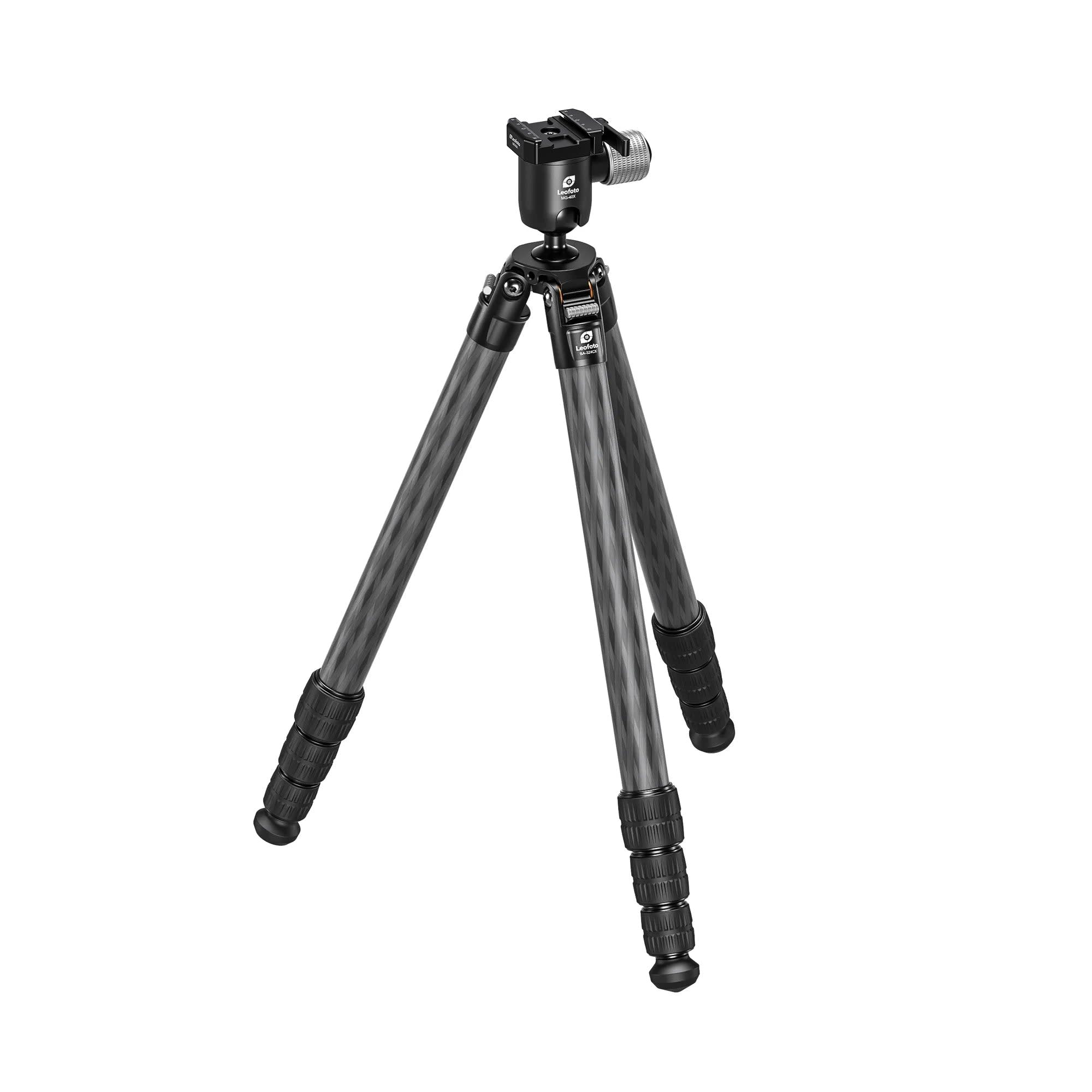 Leofoto SA-X SA-324CLX Long Tripod w/Rosette, 3/8" Mounting Stud & MG-40X Lever-Release Rapid Lock Ball Head SA-324CLX-MG-40X-ARCA