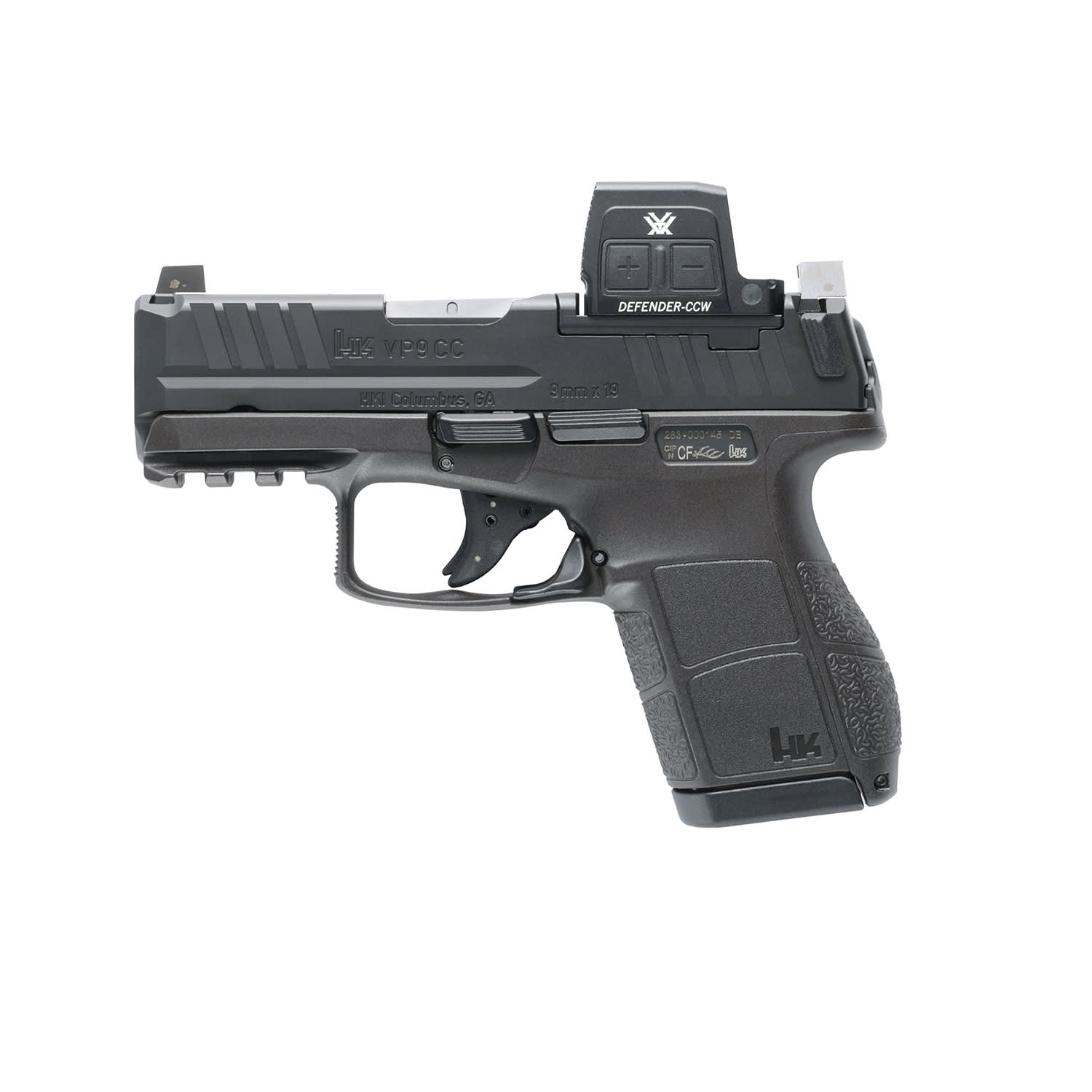 Heckler &amp; Koch VP9CC Micro Compact 9mm 3.13" Bbl Striker Vortex Defender CCW (Enclosed) 10/12rd Cap Pistol w/(2) 10rd Mags 81001320