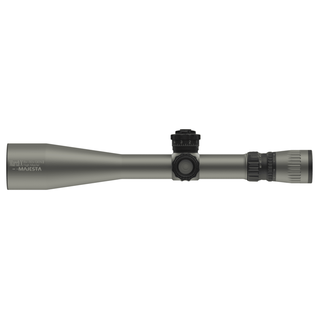 March-X Tactical "High Master" Majesta II 8-80x56mm SFP MTR-WFD 1/8MOA 6Level Illum Riflescope w/Mid Wheel & Shuriken Lock D80HV56WTIX-GR-G2-MTR-WFD