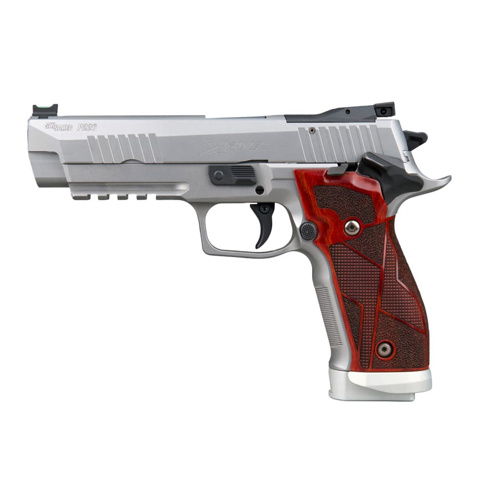 Sig Sauer P226 XFIVE Classic 9mm 5" Bbl SAO Stainless Finish Custom Hogue Cocobolo Grips Magwell Pistol w/(3) 10rd Steel Mags 226X5-9-CL2-SAO-10
