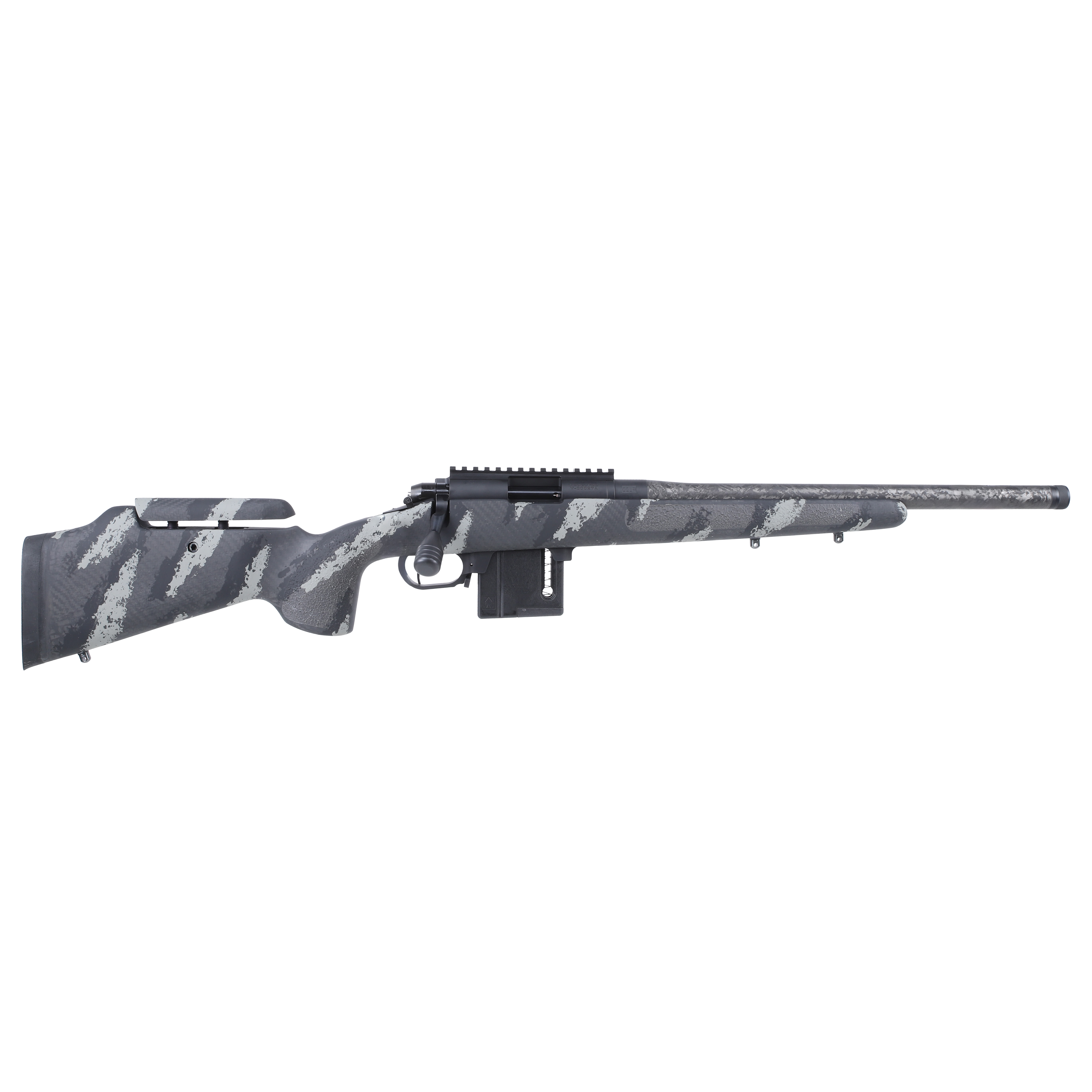 Vudoo Gun Works Gen2 18" Bbl Proof 1/2-28 30MOA PP Altitude Stock Adjustable Comb PP Rem SA M5 Bottom Metal SIN-V22-RH-BLK-CF18TB-PPA-SANTH