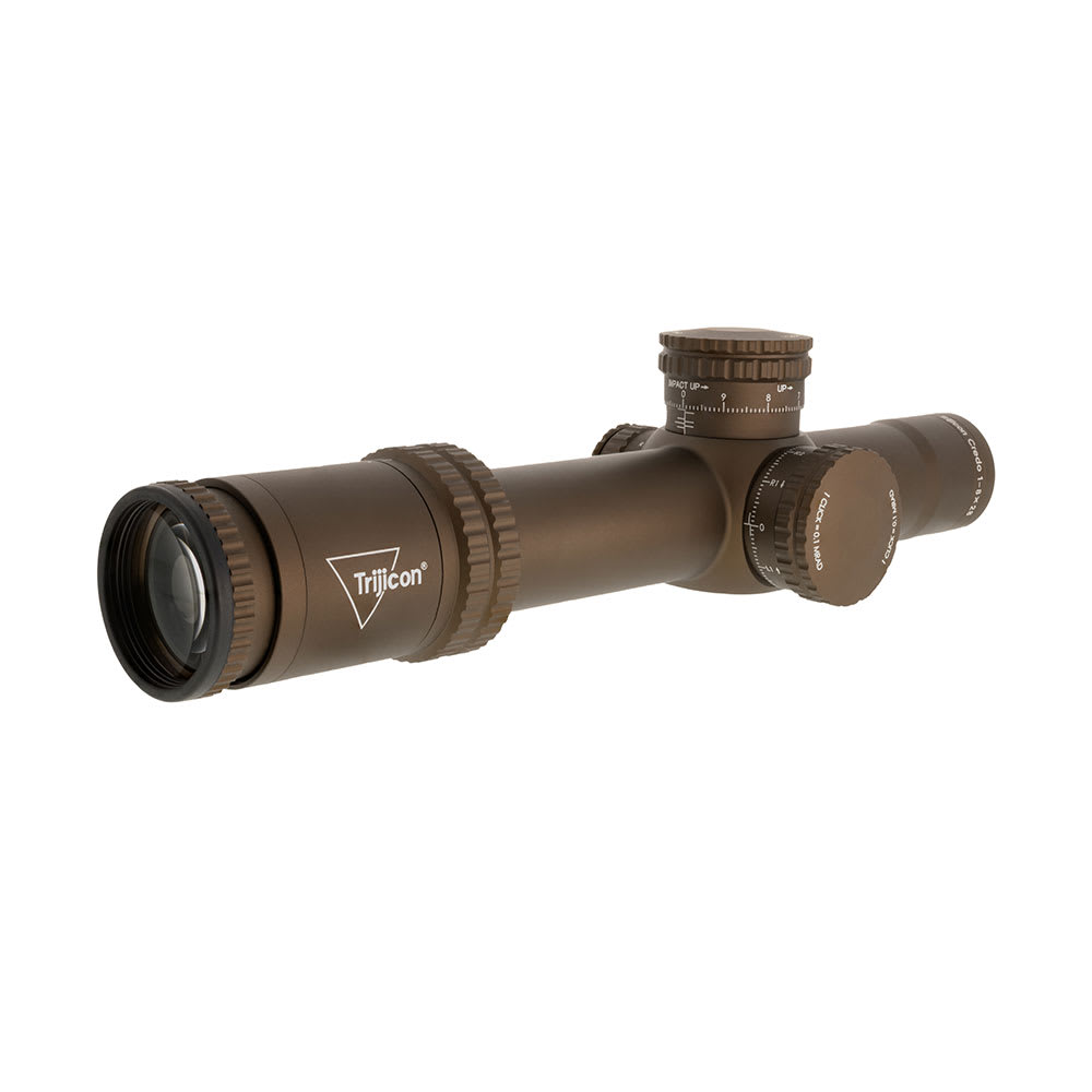Trijicon Credo 1-8x28 FFP Coyote Brown Riflescope 30mm Tube, Red/Green MRAD Segmented Circle, Exposed Locking Adjusters 2900056