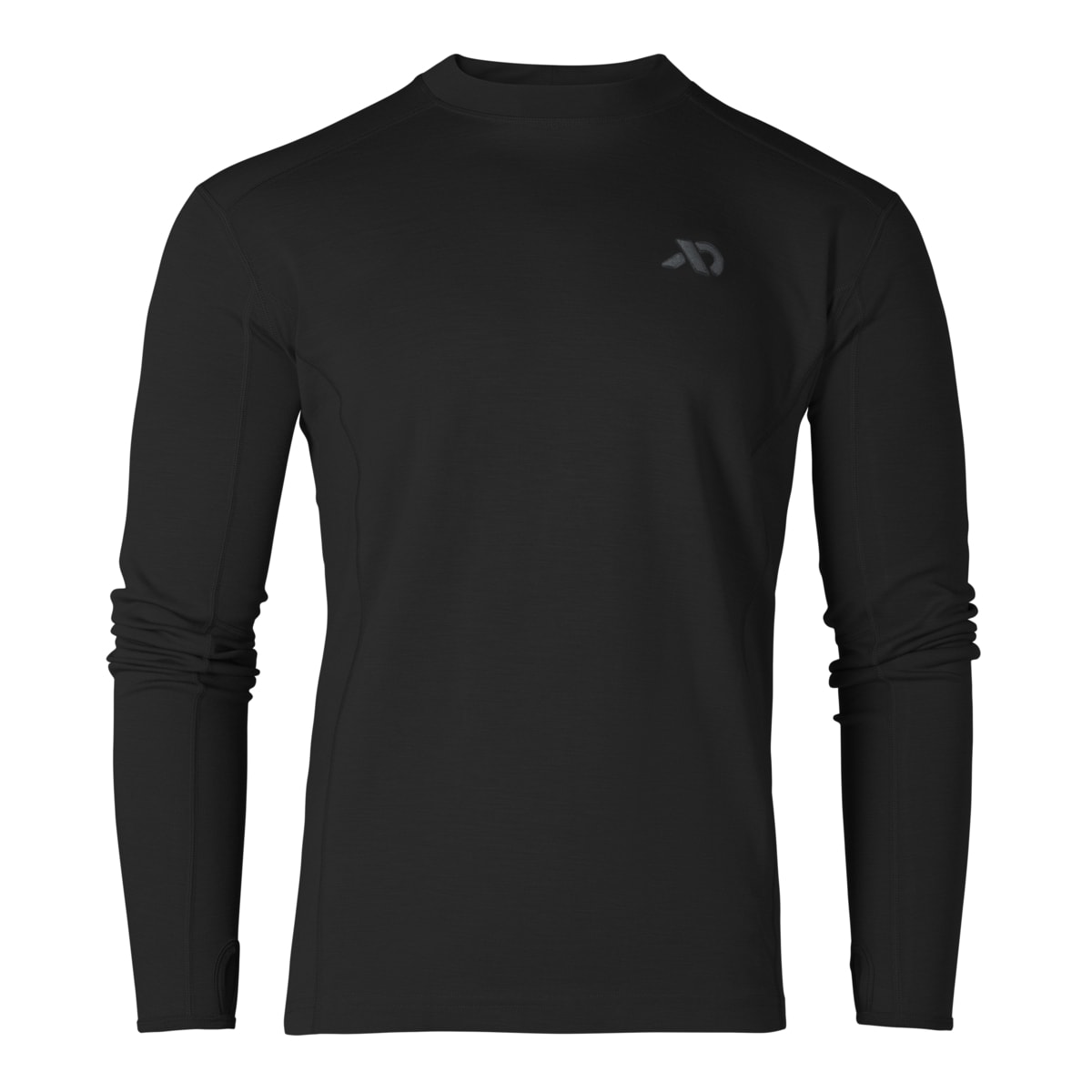 First Lite Men's Kiln LS Crew Black on Black SM MTKLCBBSM