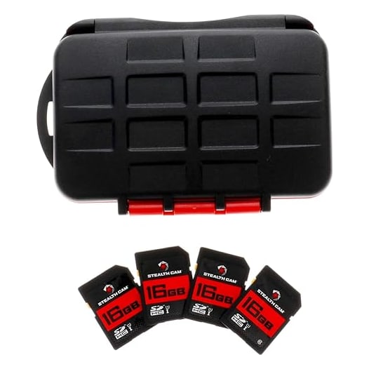 Stealth Cam 4 Pack of 16 GB SD Cards w/Memory Card Storage Case STC-MCSC-16GB4PK
