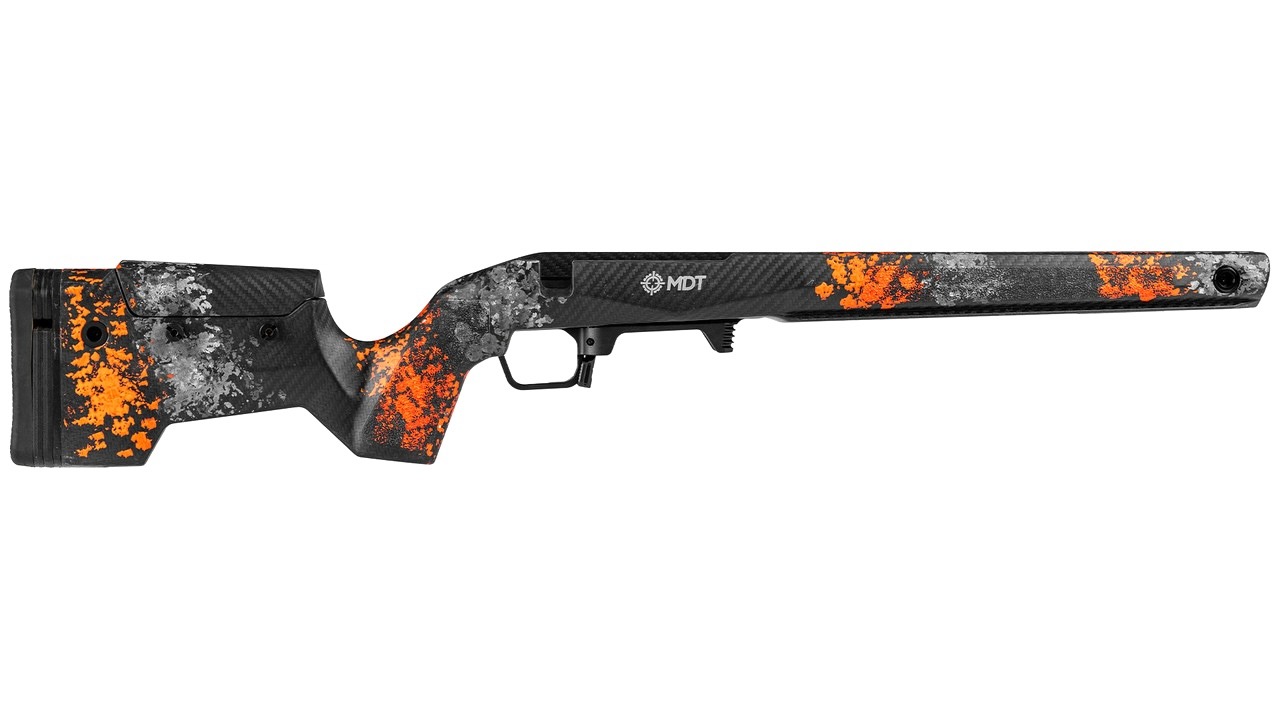 MDT CRBN Remington 700 SA RH Fixed Hunter Orange &amp; Grey w/ARCA Rail &amp; Hunting Bottom Metal 114481-HGF
