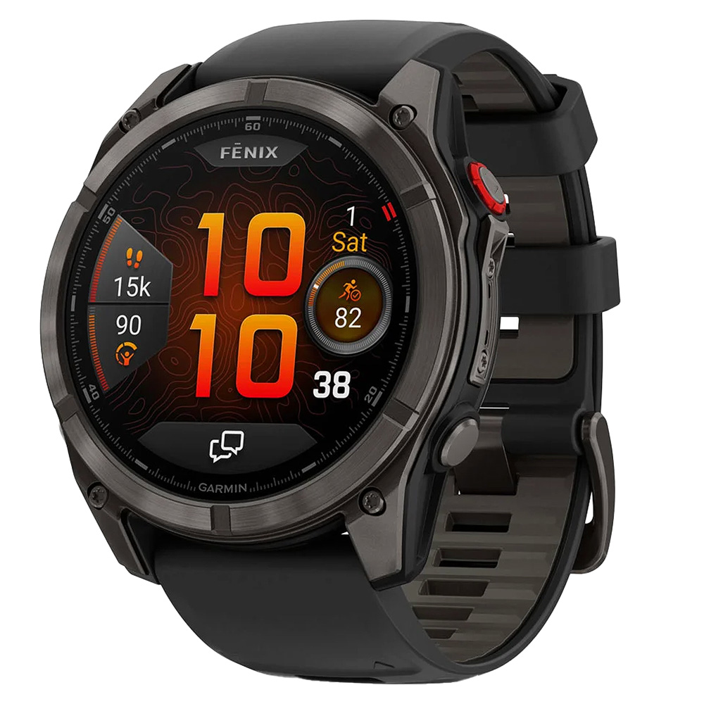 Garmin fenix 8 Pro 51 mm AMOLED Sapphire Carbon Gray DLC Titanium w/Black/Pebble Gray Silicone Band GPS Smartwatch 010-03199-00