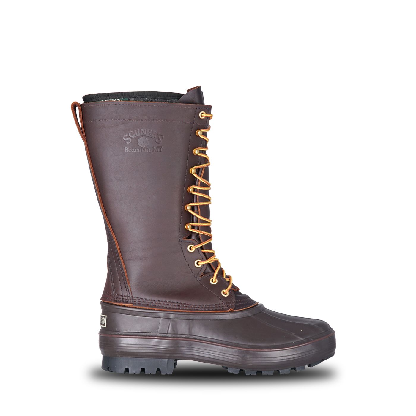 Schnee's Hunter II 13" Brown Leather Pac Boots, High-Traction Outsole