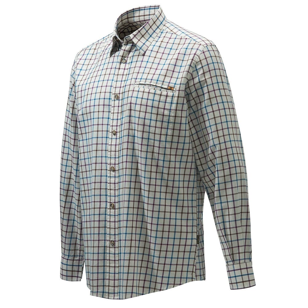 Beretta Wood Plain Collar Shirt White/Light Blue Check X Large LU801T1645019GXL