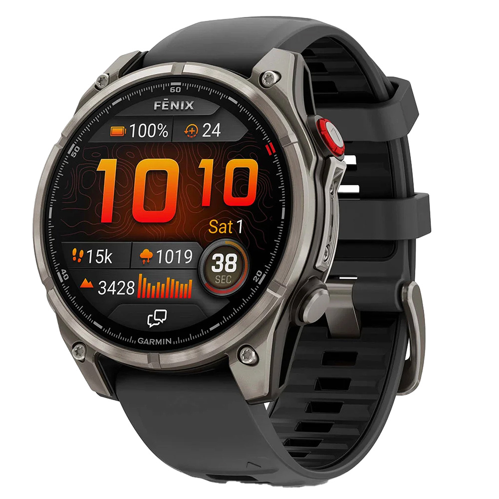 Garmin fenix 8 Pro 47 mm AMOLED Sapphire Titanium w/Graphite/Black Silicone Band GPS Smartwatch 010-03198-10