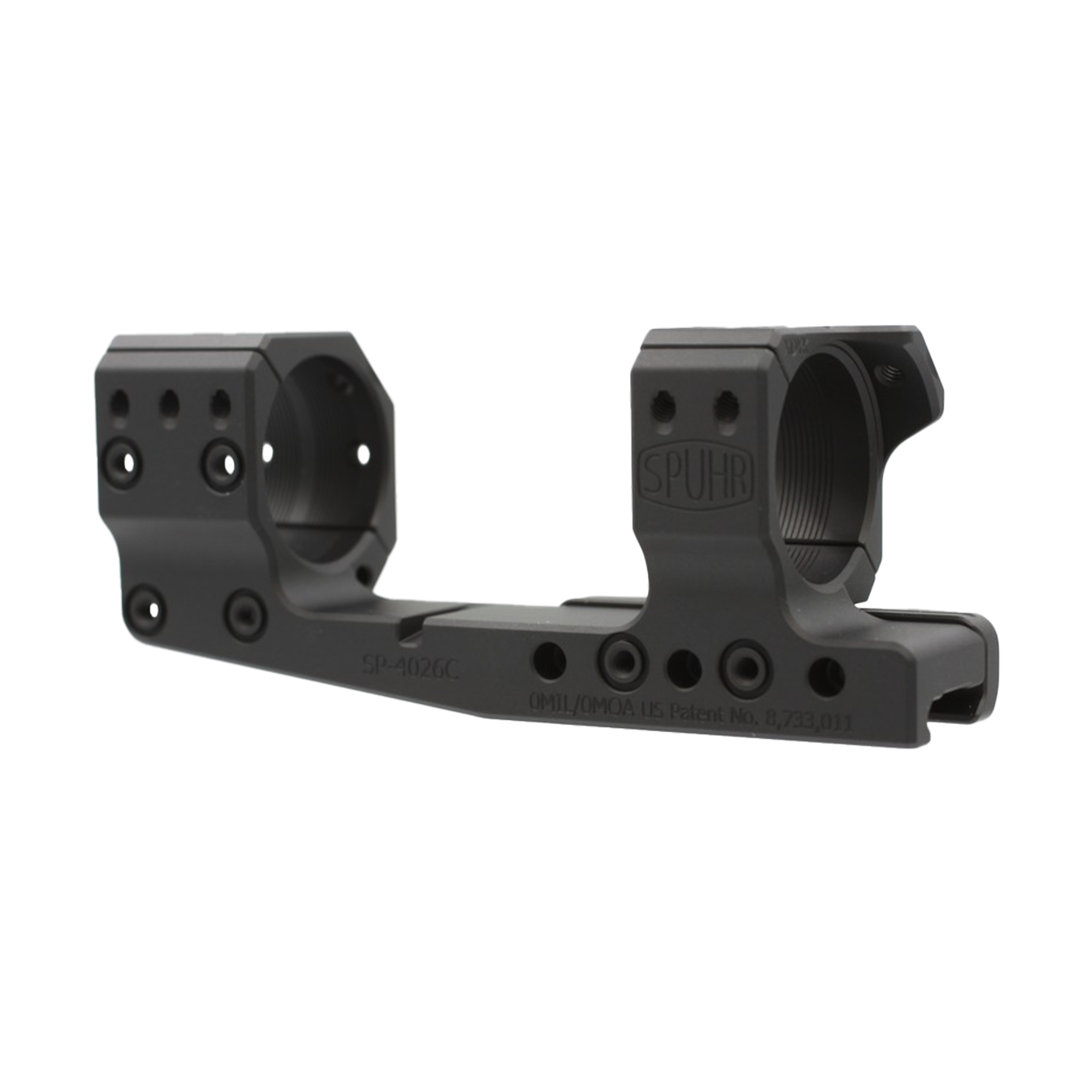 Spuhr Steel Side Clamp Picatinny Cantilever Scope Mount 34mm H32mm/1.26&quot; 0MIL/0MOA PIC Gen3 SP-4026CM