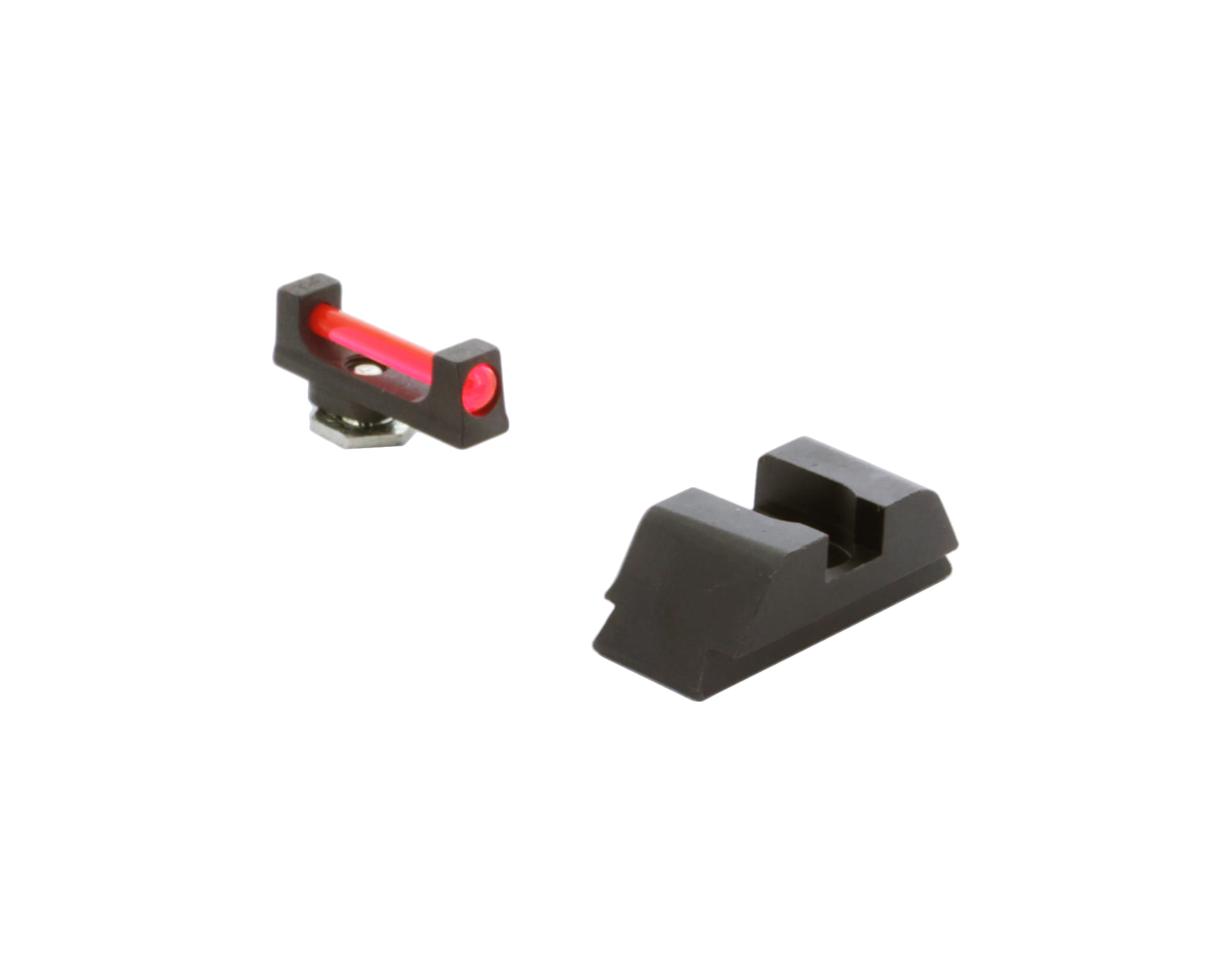 AmeriGlo Range Series Red Fiber Optic Sight Set For Glock (Gen 1-4, 9mm/.40/.380) – GFT-113 – Black Steel, Front Red Fiber/Black Rear