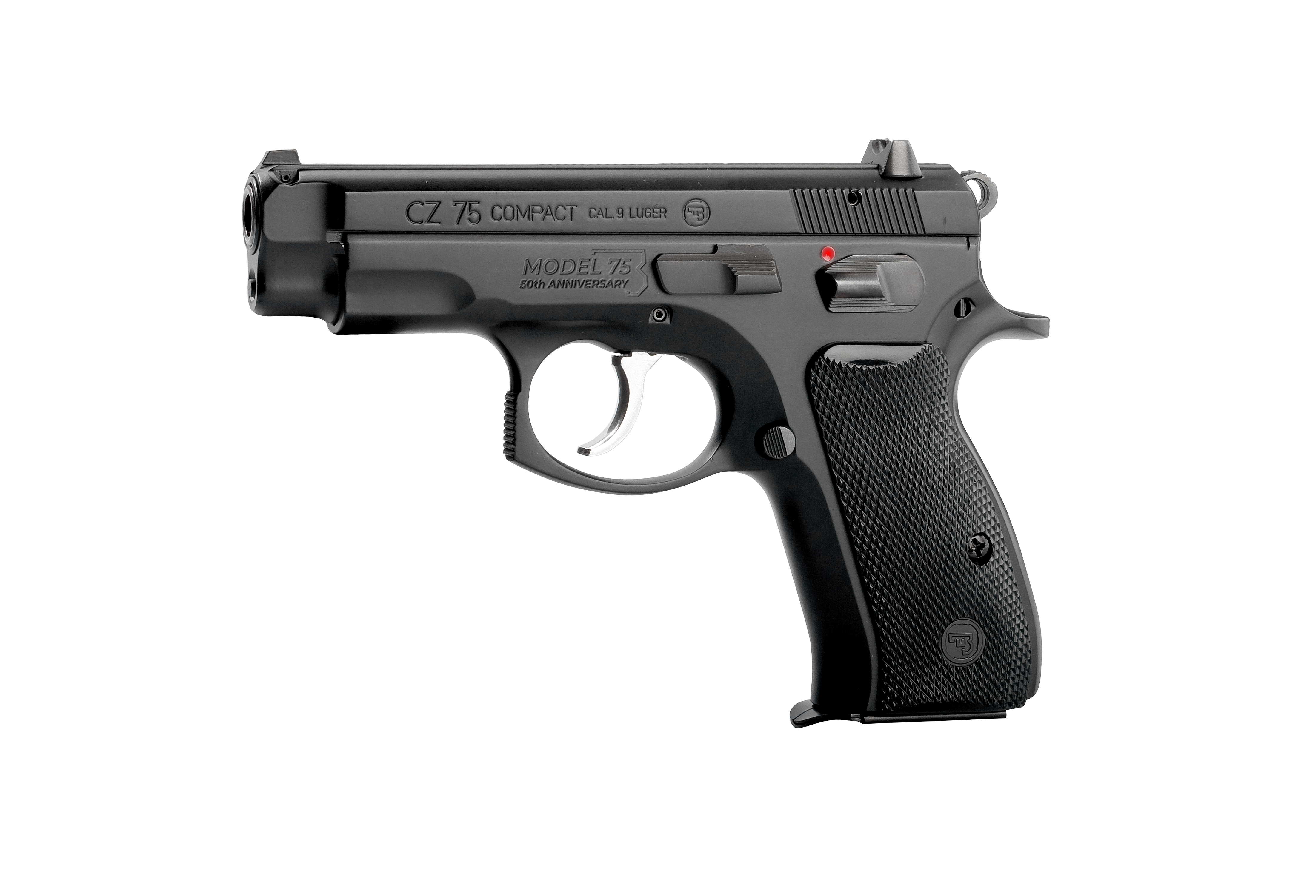 CZ 75 D PCR Compact 50th Anniversary Elite 9mm 15rd Blk Polycoat Aluminum Frame, Snag-Free FS, Decocker, Blk Rubber Grips Full-Size Handgun 91209