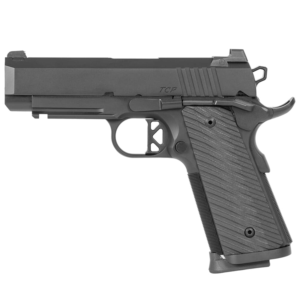 Dan Wesson TCP 9mm Blk Alum Frame w/Brass Bead Front/Serrated Rear Sight, Rail, Magwell, G10 Grips, 4" Bull Bbl, 9rd Pistol 01845