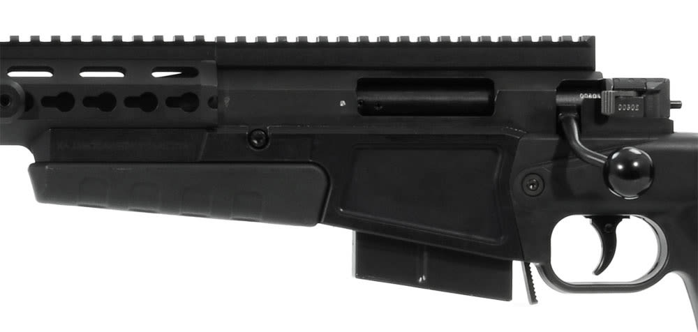 Accuracy International AX 338 Black chassis 20 inch barrel std brake Left Hand A-XM338LMBL20SM-LH