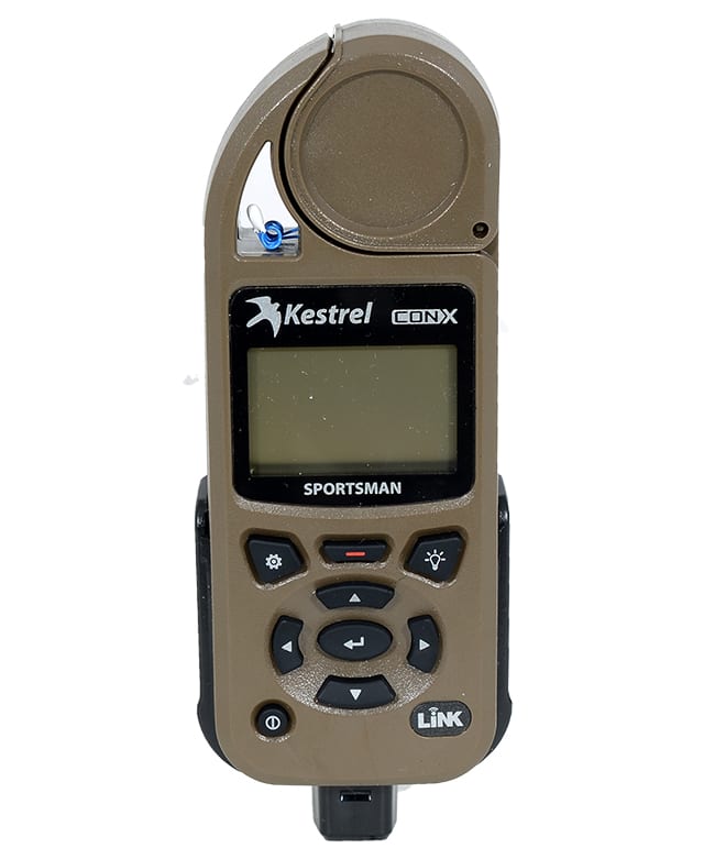 Kestrel Sportsman Weather Meter w/ Applied Ballistics, LiNK, &Vane Mount Coyote Brown 0857SLVBRN