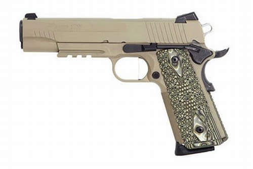 SCORPION, Flat Dark Earth Finish, Low Pro Night Sights, Ambi, Hogue Extreme Series G10 Grips + Magwe 1911R-45-SCPN