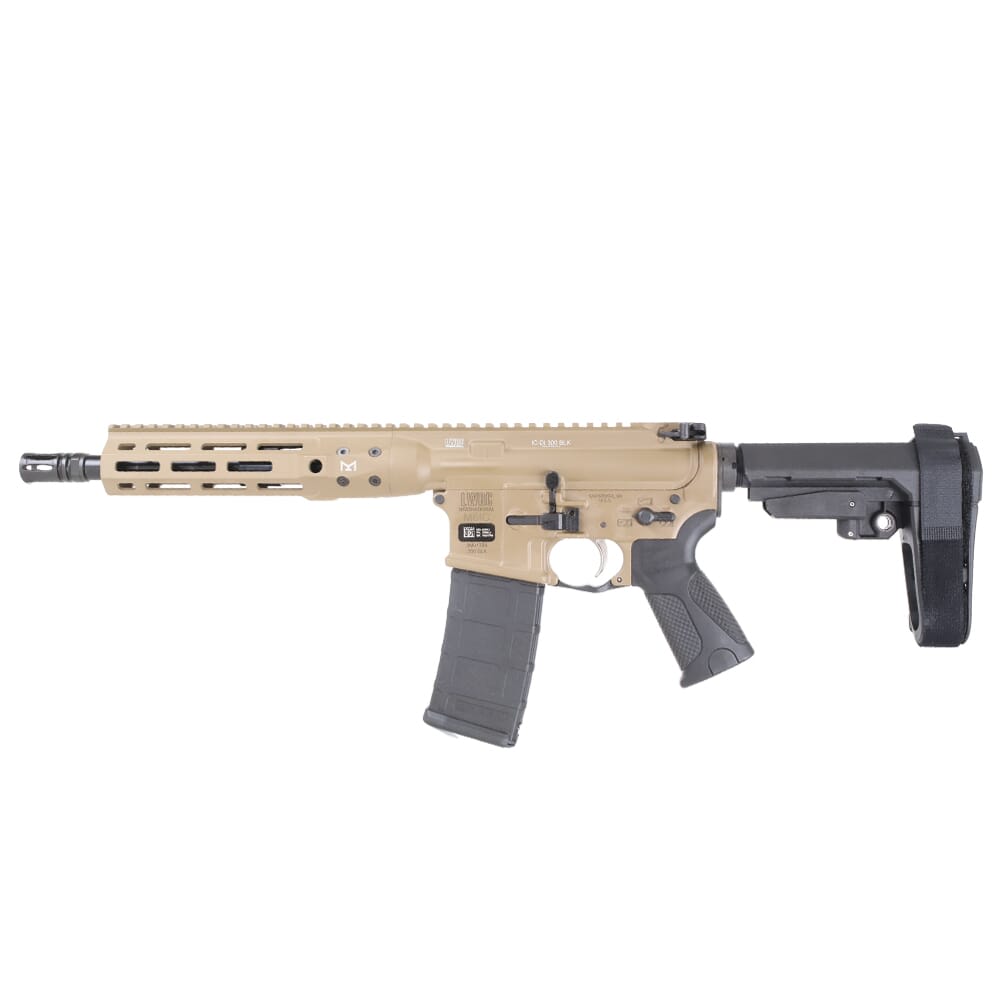 LWRC ICDI M-LOK Direct Impingement .300 Blackout 10.5" 1:7" 1/2x28 Bbl FDE Pistol w/SBA3 Brace ICDIP3CK10MLSBA3