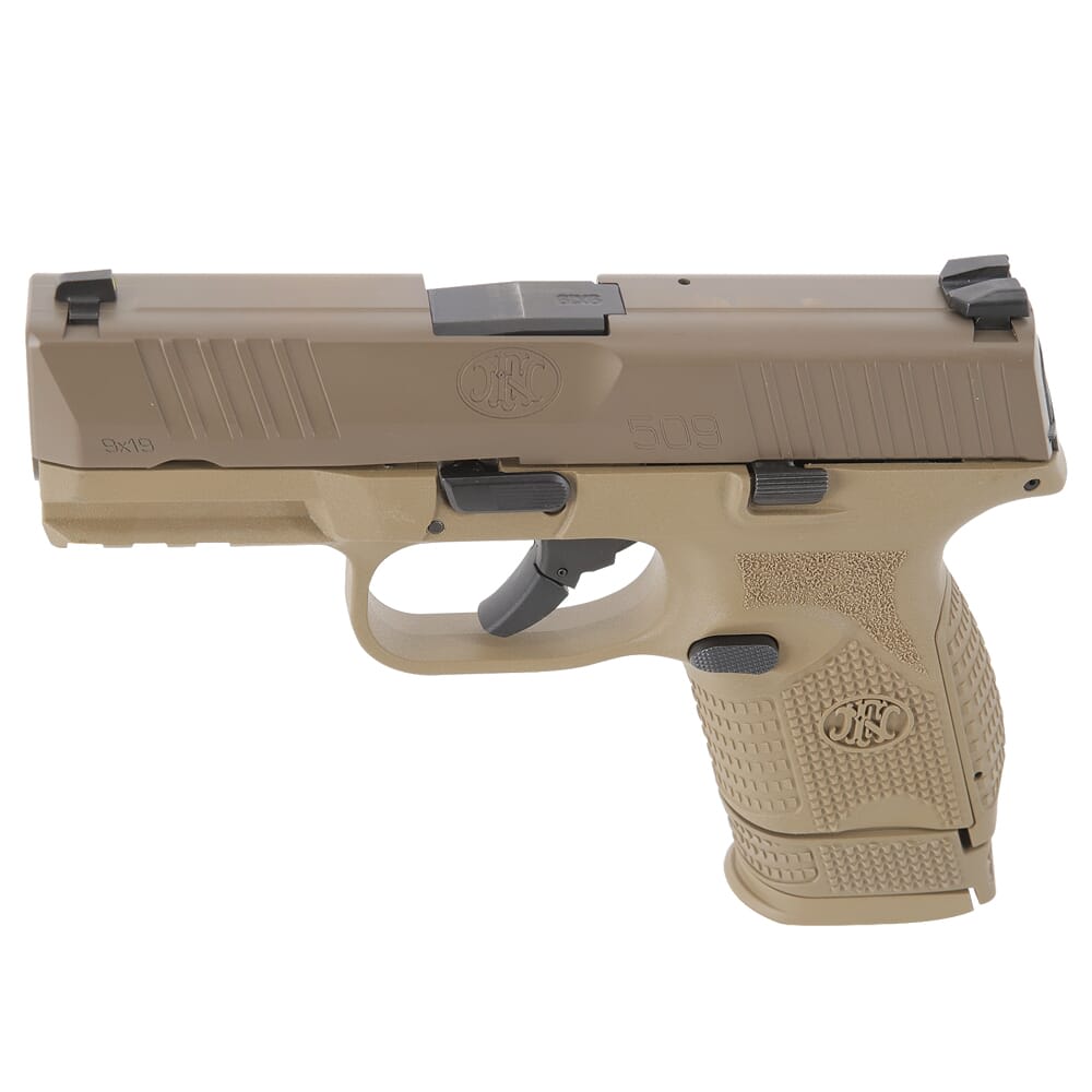 FN 509 Compact 9mm FDE/FDE Pistol w/(1) 12rd and (1) 15rd Mags 66-100818