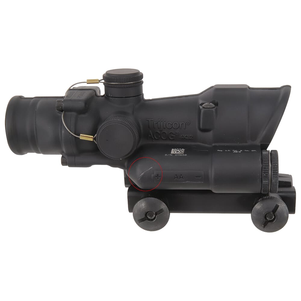 Trijicon USED ACOG 4x32 LED .223 Horseshoe w/TA51 Mount 100394 Like New, Small Scratch on Battery Compartment UA2362
