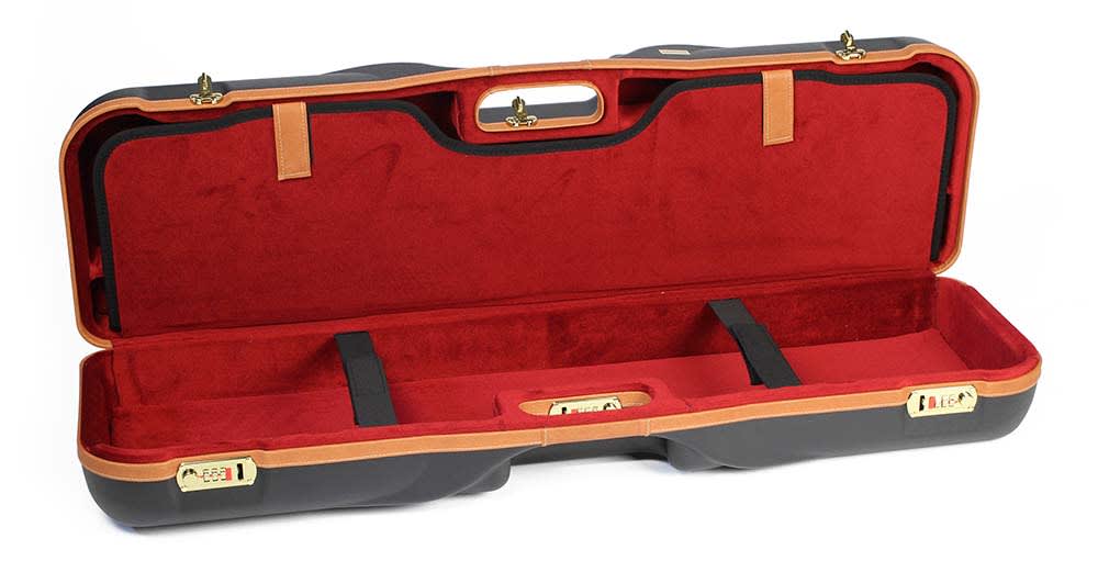 Negrini One Gun - for Sporting and Hunting + 1 CU/FT of Luggage up to 34-5/8". Black with Cognac Leather and Bordeaux interior 1646LX-LUG/5289