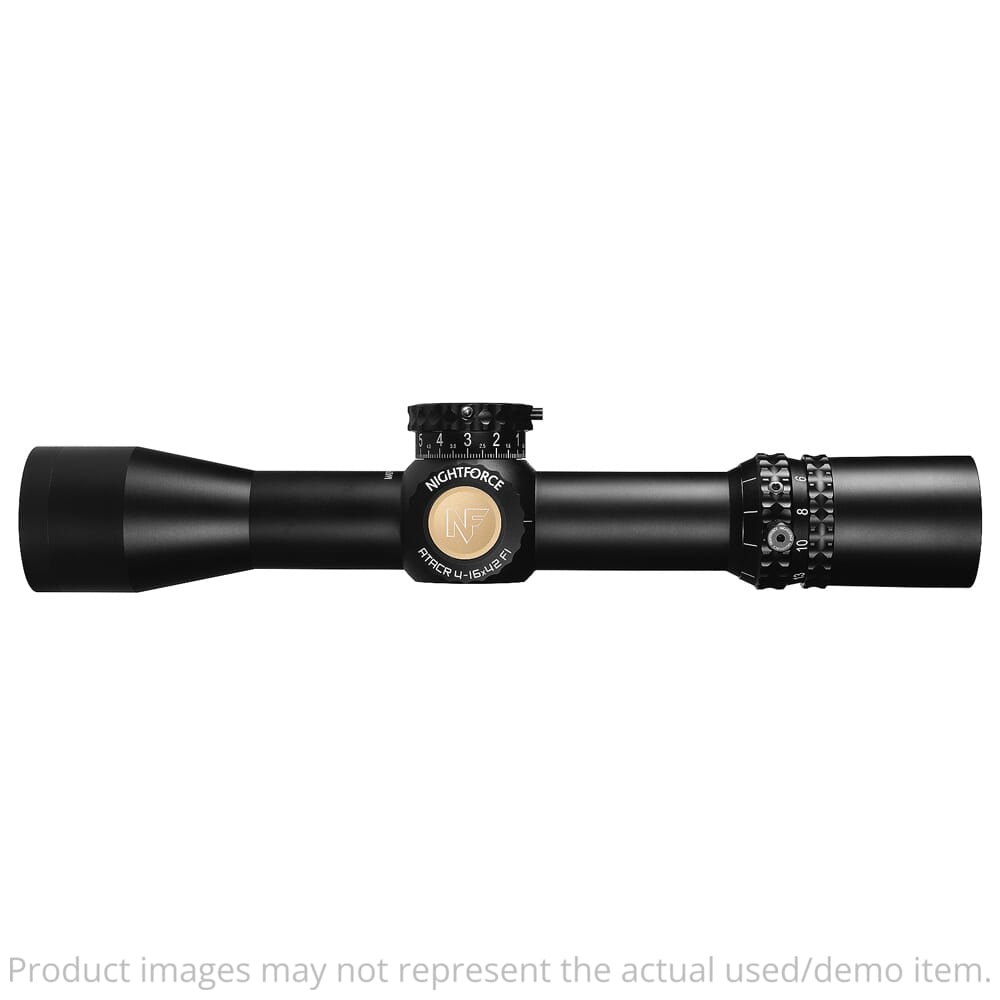 Nightforce USED ATACR 4-16x42mm F1 Riflescope ZeroHold .1 Mil-Radian Capped Windage DigIllum 12 Mil PTL Mil-XT C615 Excellent Condition UA5394