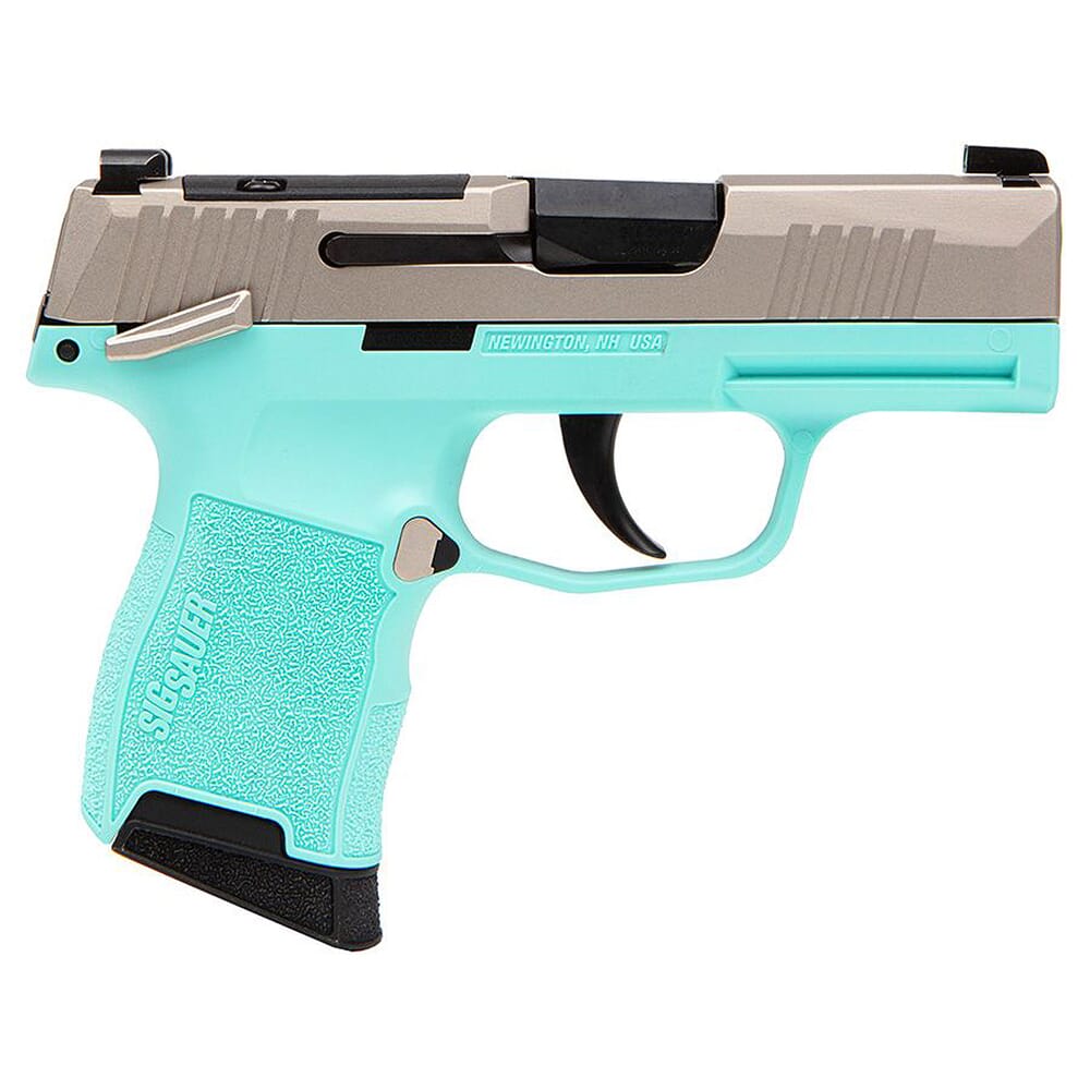 Sig Sauer P365 .380 ACP 3.1" Bbl Optics Ready Nickel/Turquoise Pistol w/(2) 10rd Mags & XRAY3 365-380-REB-MS
