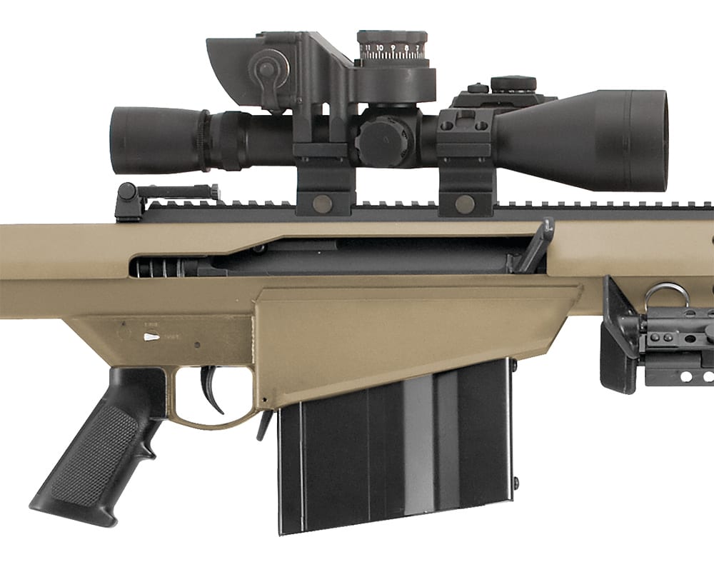 Barrett 82A1 50 BMG FDE 20" Leupold Mark 4 M1, BORS, Rings 14023