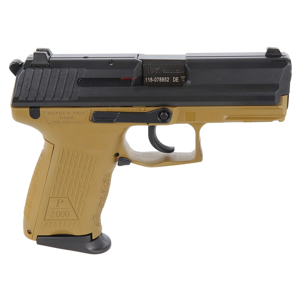 HK P2000 V3 9mm 3.66" Bbl DA/SA NMS FDE Pistol w/(3) 13rd Mags & Night Sights 81000840